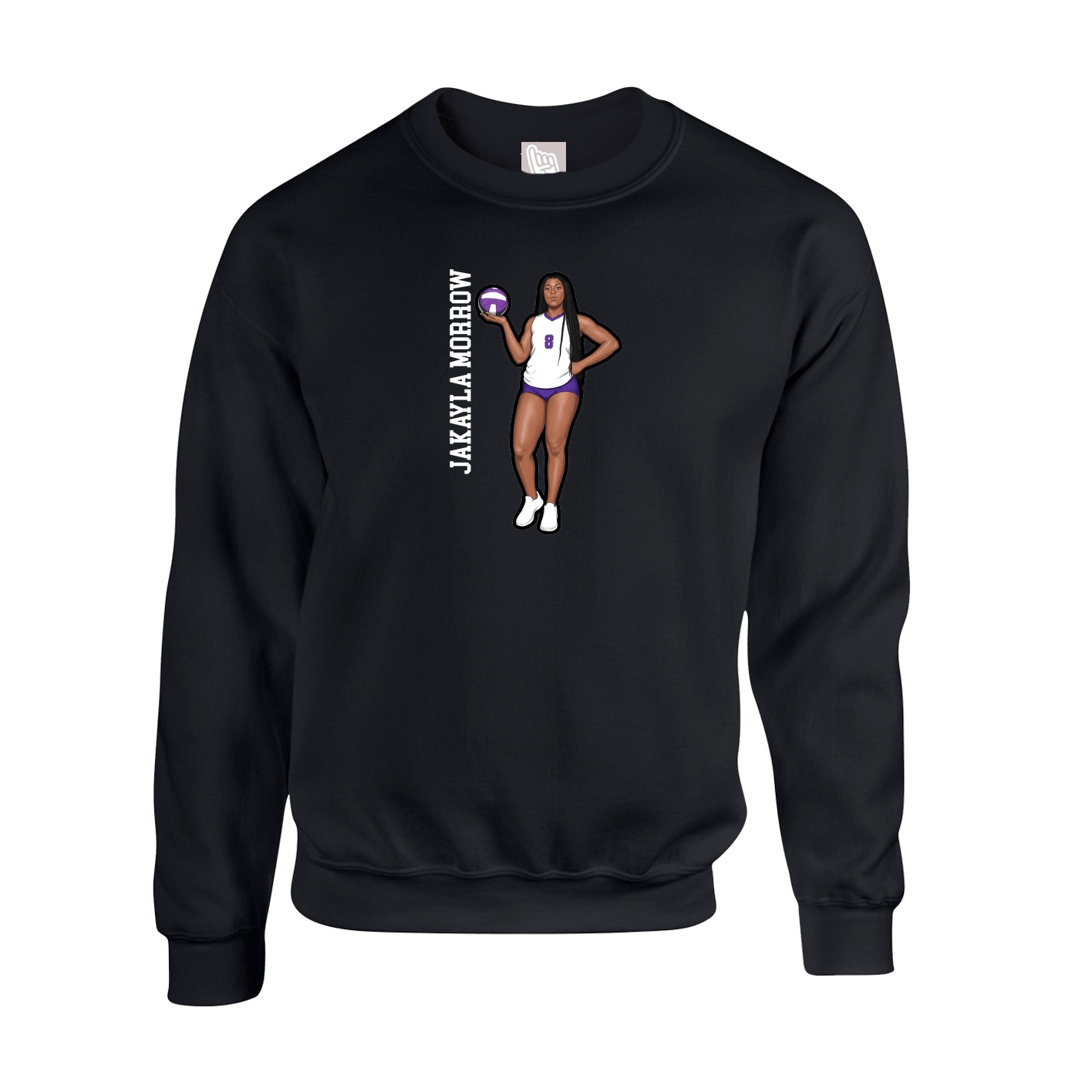 Fleece Crew — Name Vertical in Black