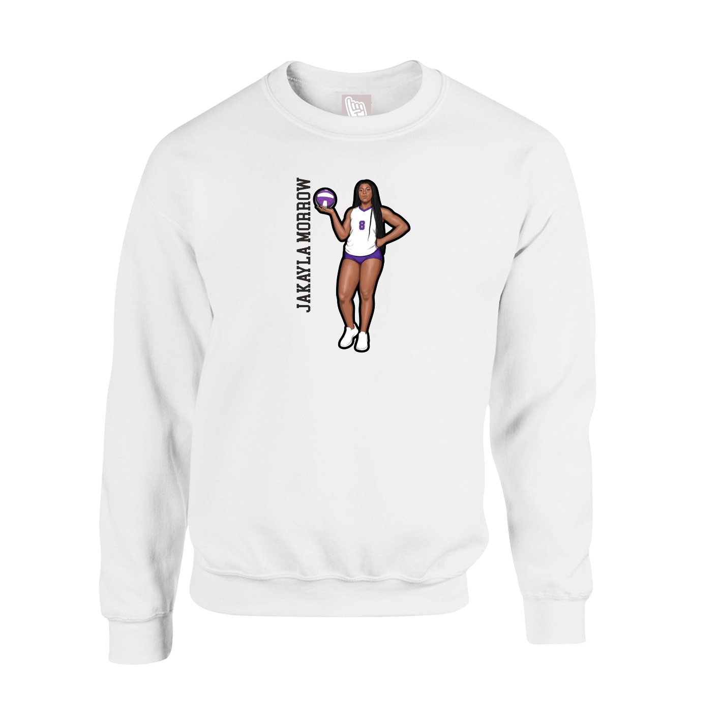 Fleece Crew — Name Vertical in White