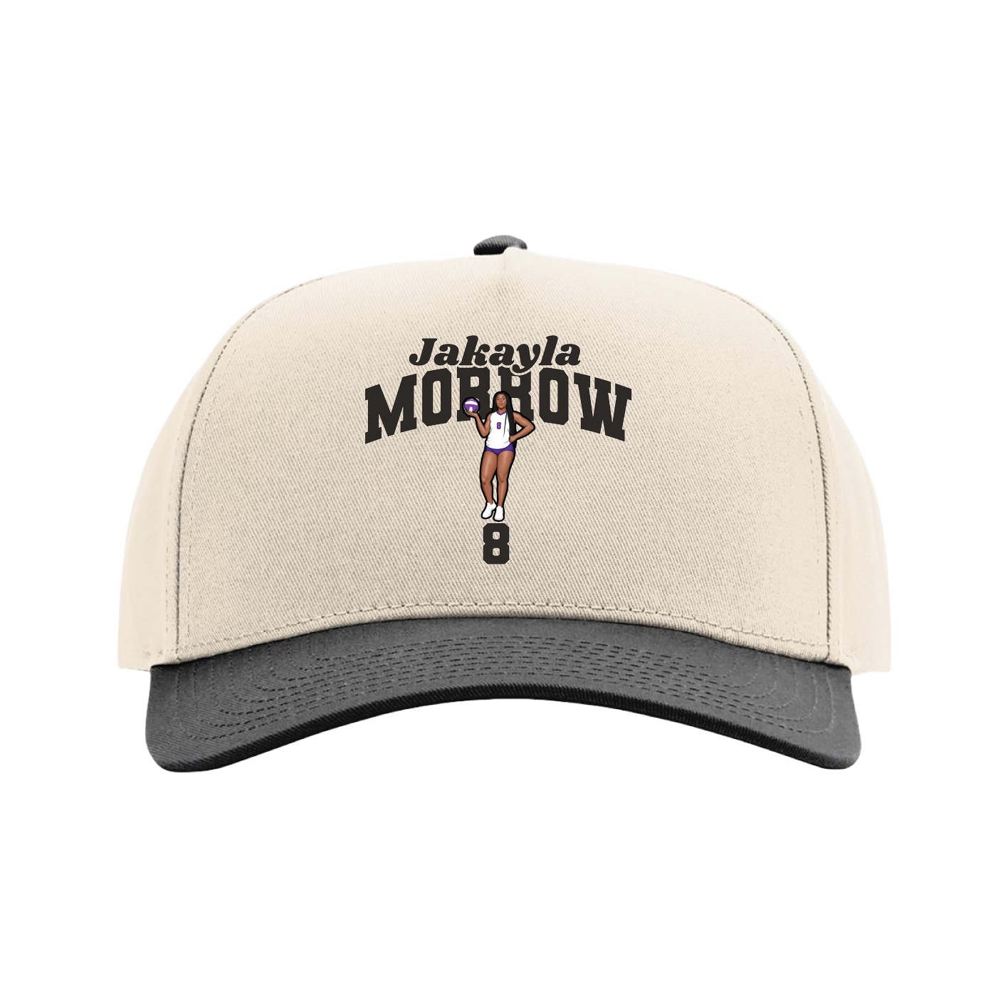 Full Fabric Five-Panel Champ Cap — Signature Arch in Cream/Black