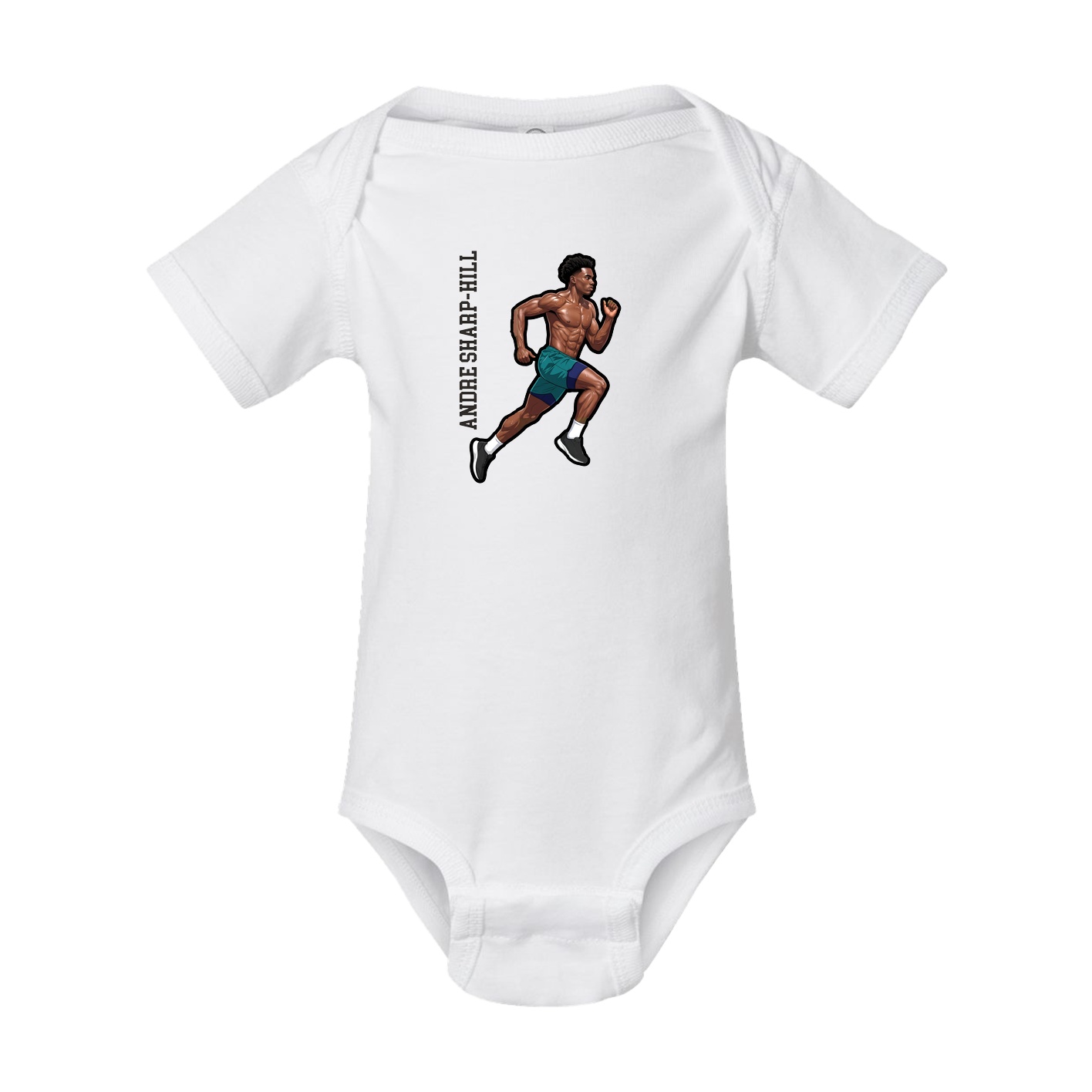 Baby Onesie — Name Vertical in White