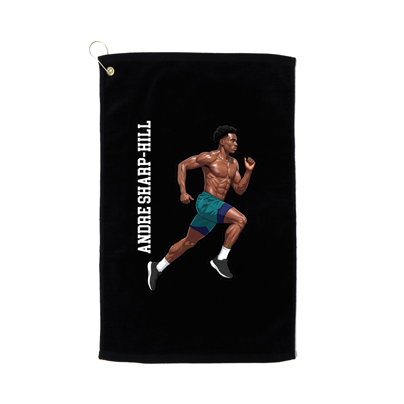 Golf Towel — Name Vertical in Black