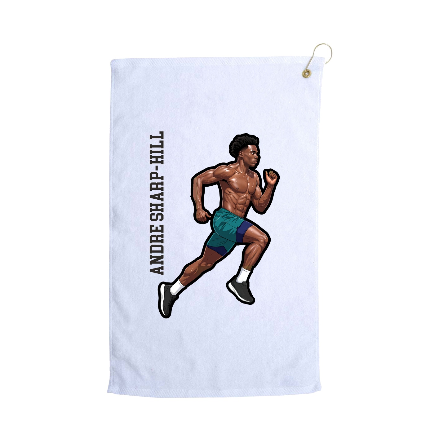 Golf Towel — Name Vertical in White