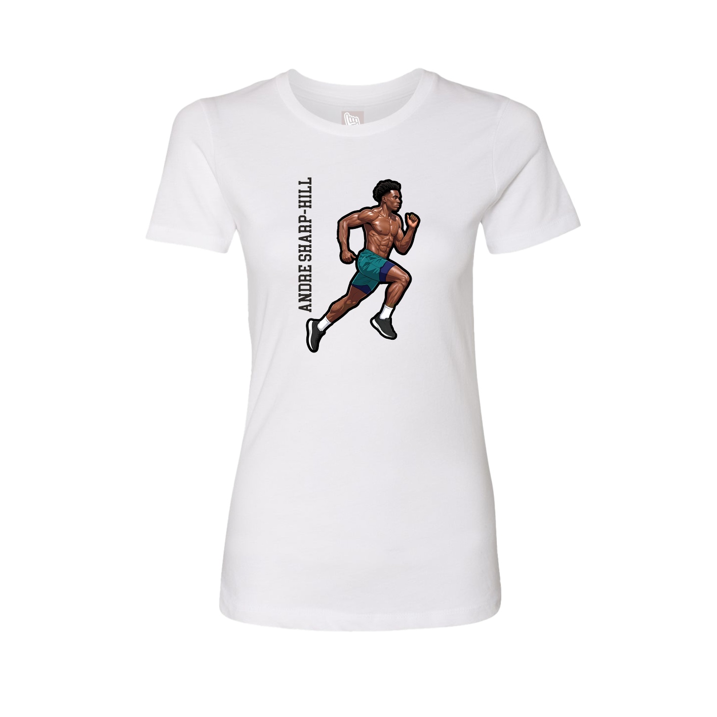 Fitted Women's Tee — Name Vertical in White