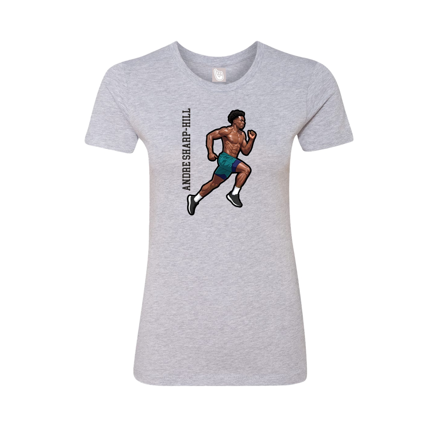 Womens Tee — Name Vertical in Grey