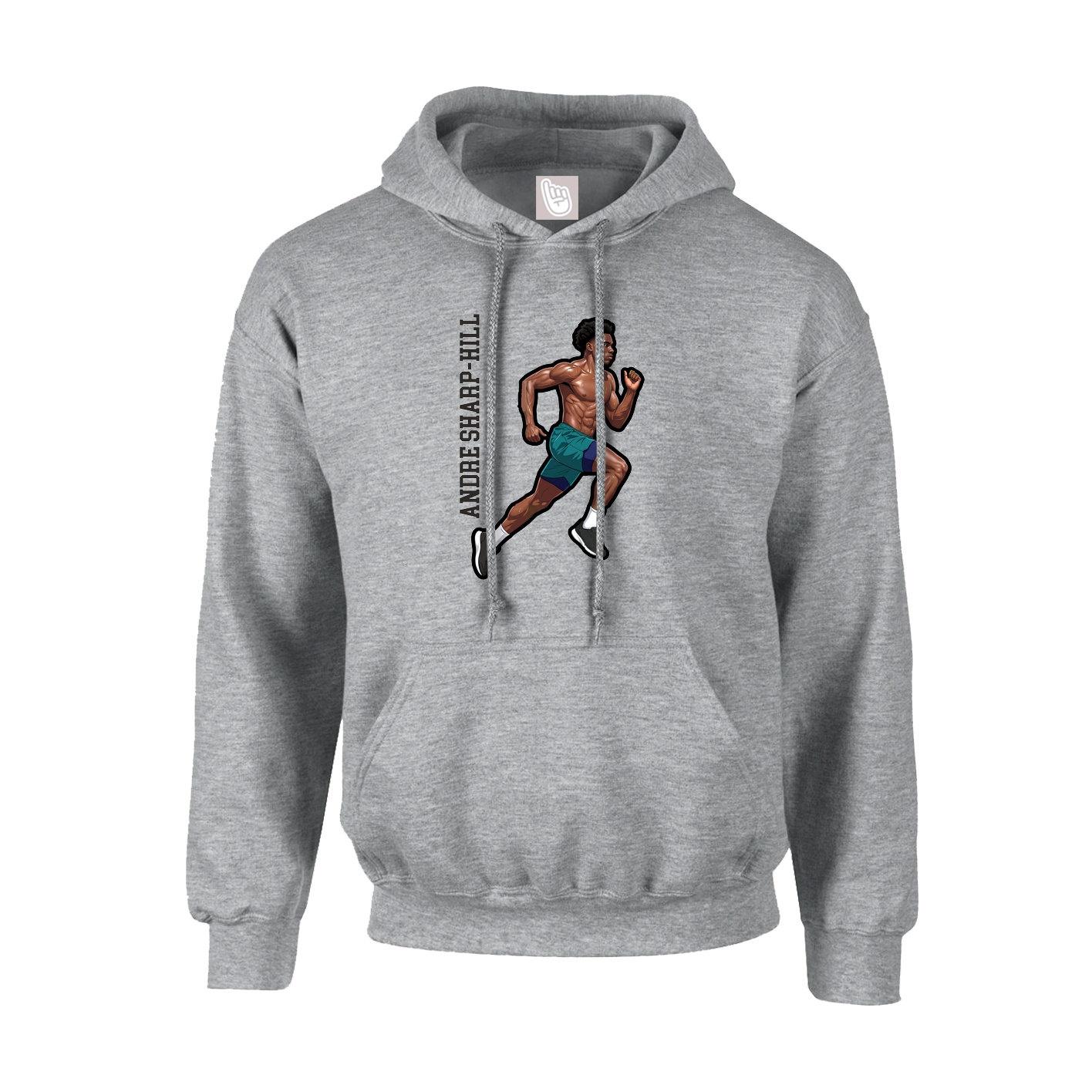 Youth Hoodie — Name Vertical in Grey