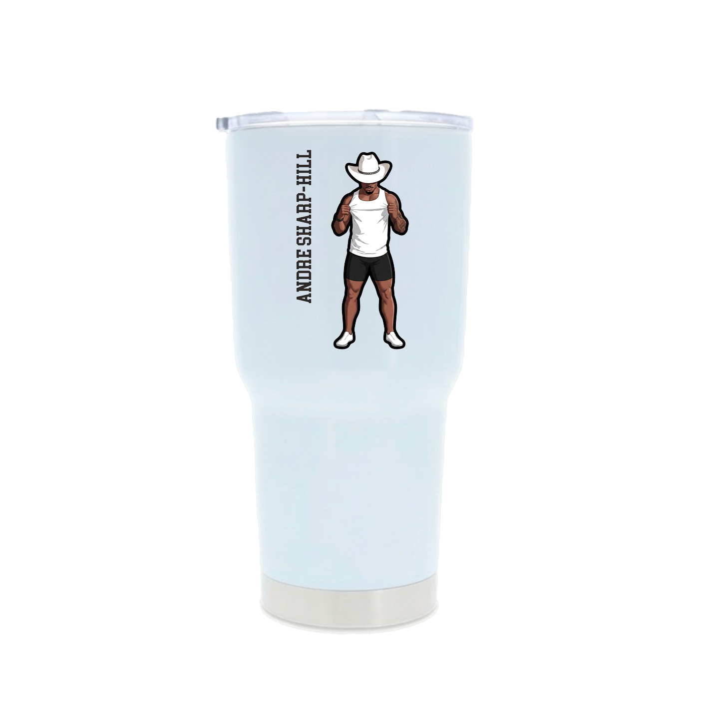 30oz Stainless Steel Tumbler — Name Vertical in White