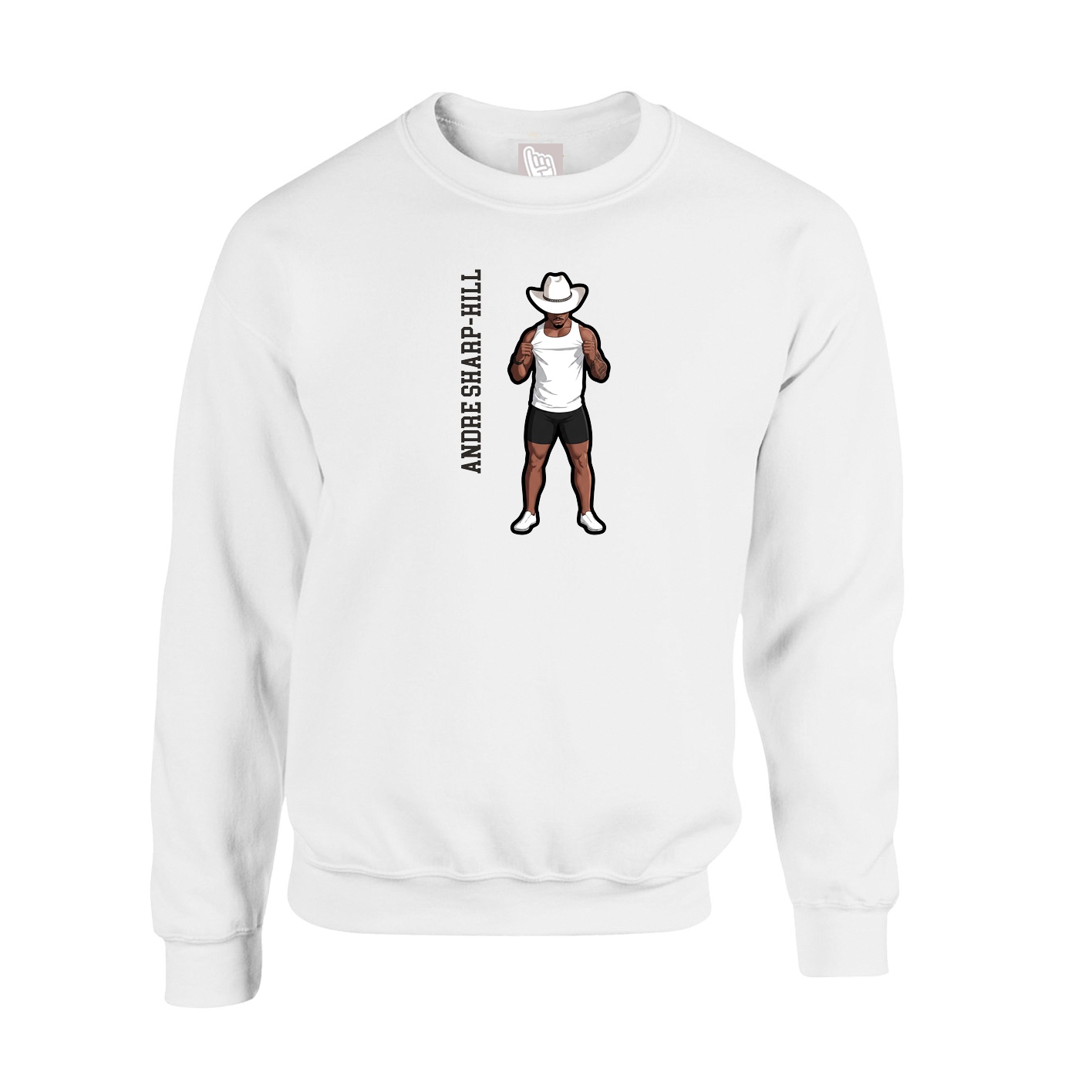 Fleece Crew — Name Vertical in White