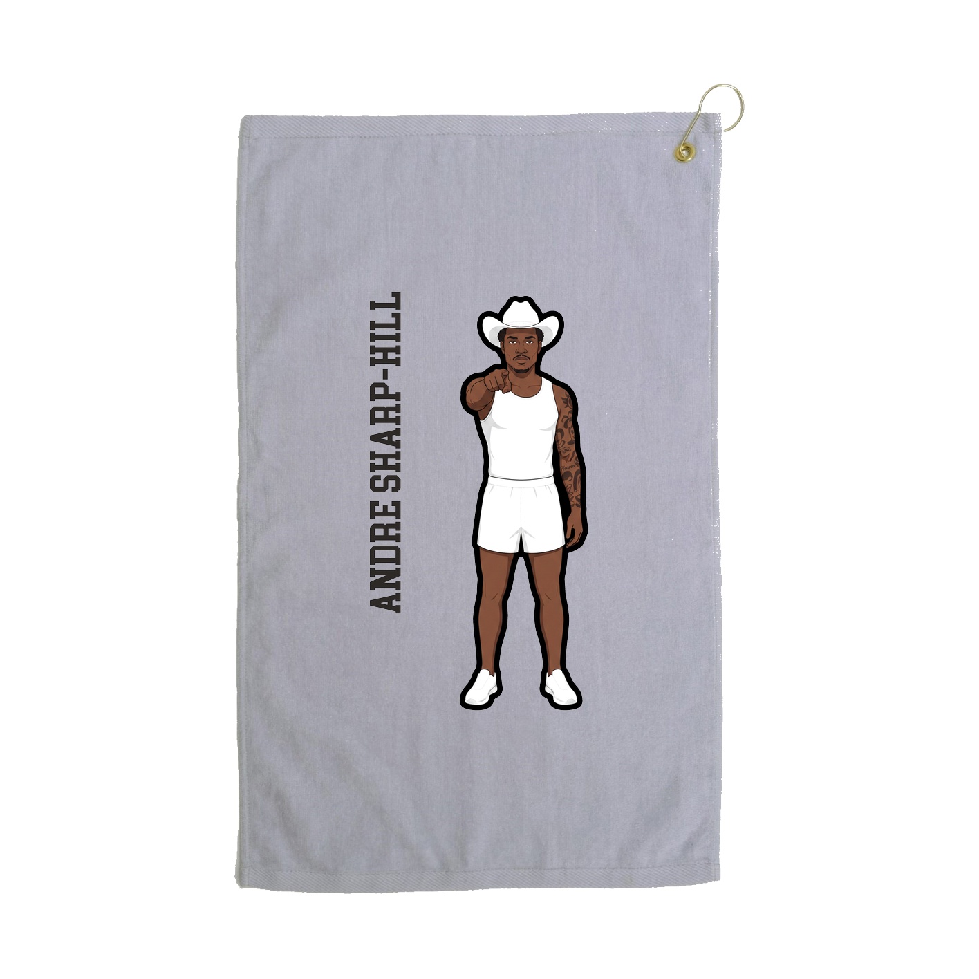 Golf Towel — Name Vertical in Grey