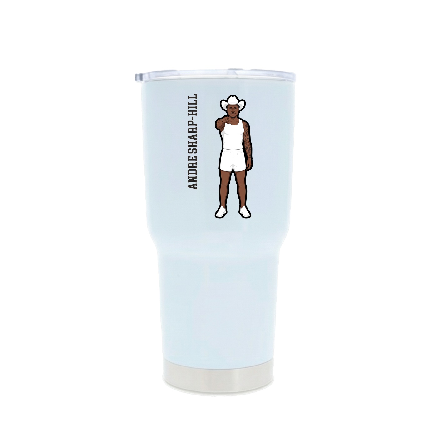 30oz Stainless Steel Tumbler — Name Vertical in White