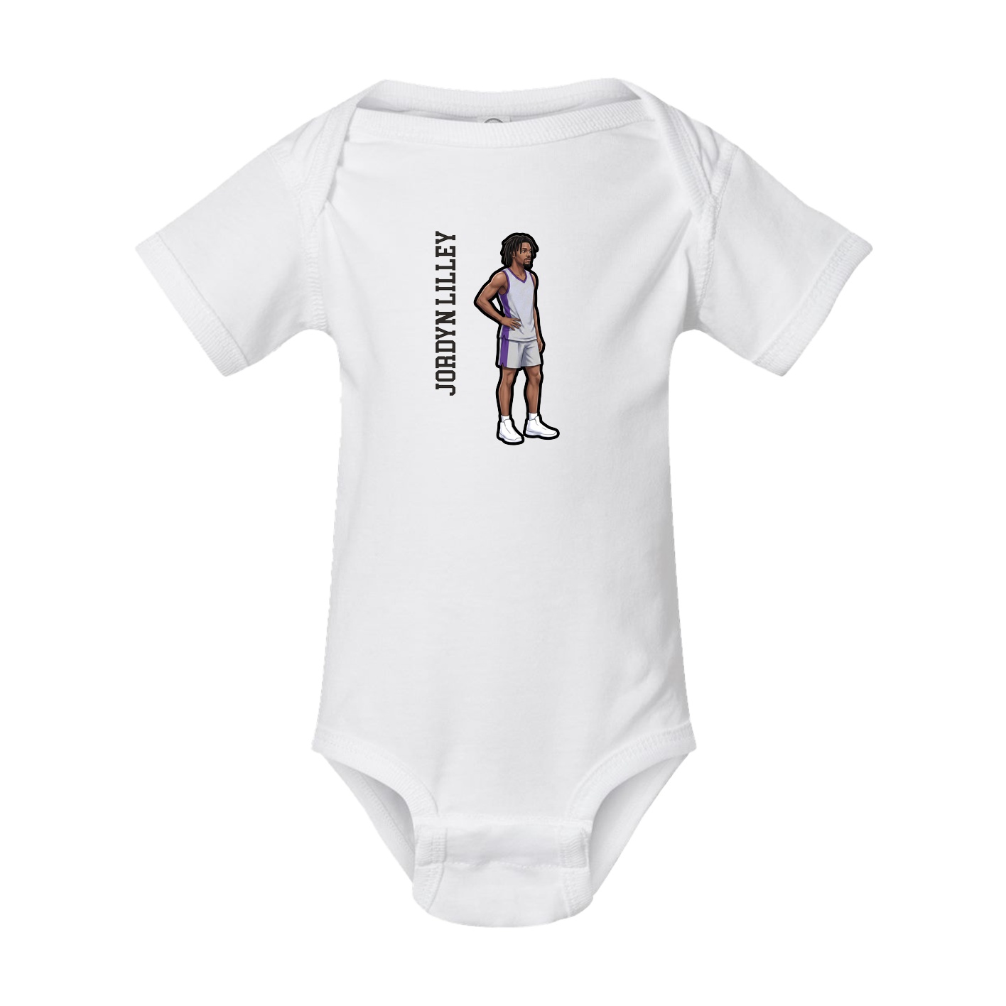 Baby Onesie — Name Vertical in White