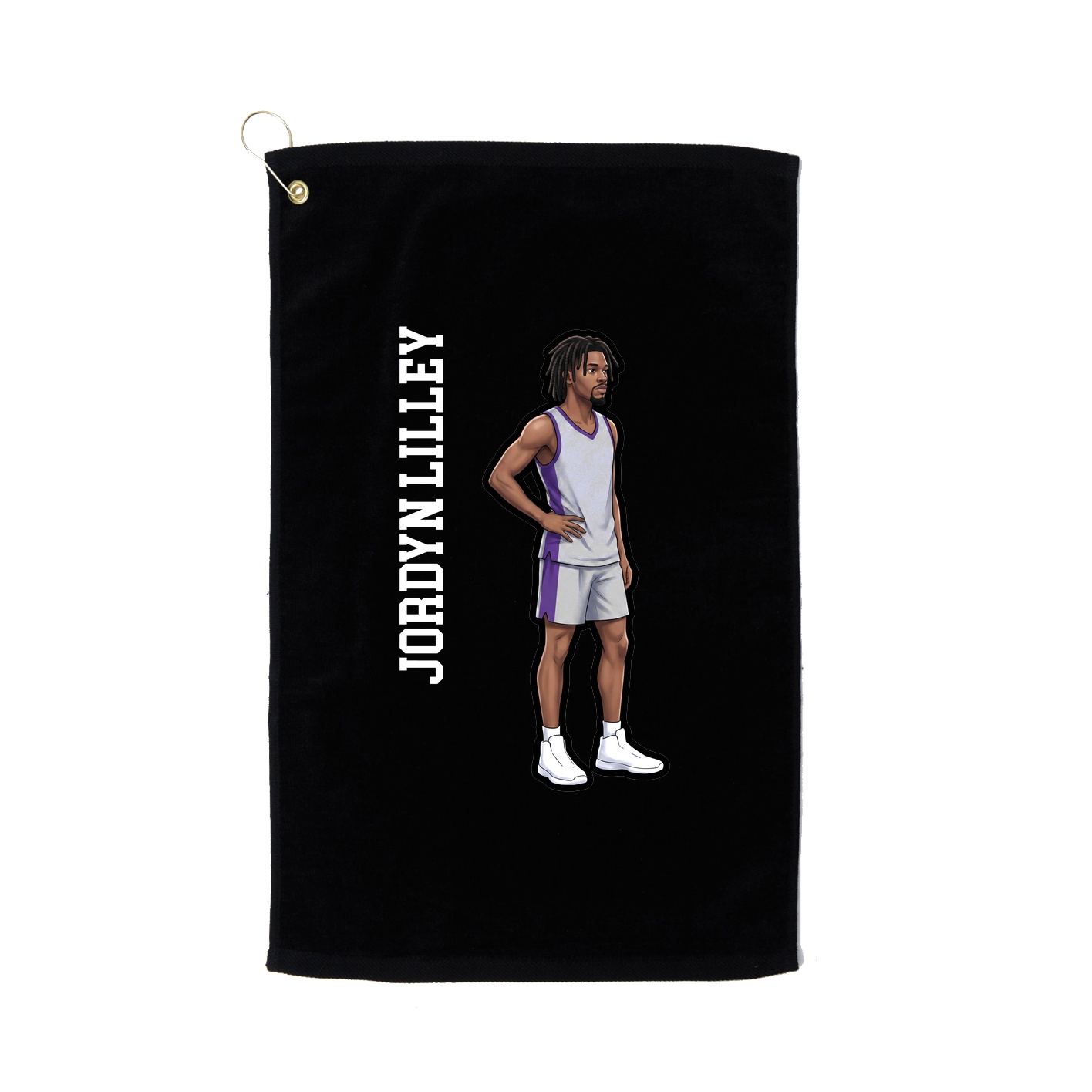 Golf Towel — Name Vertical in Black