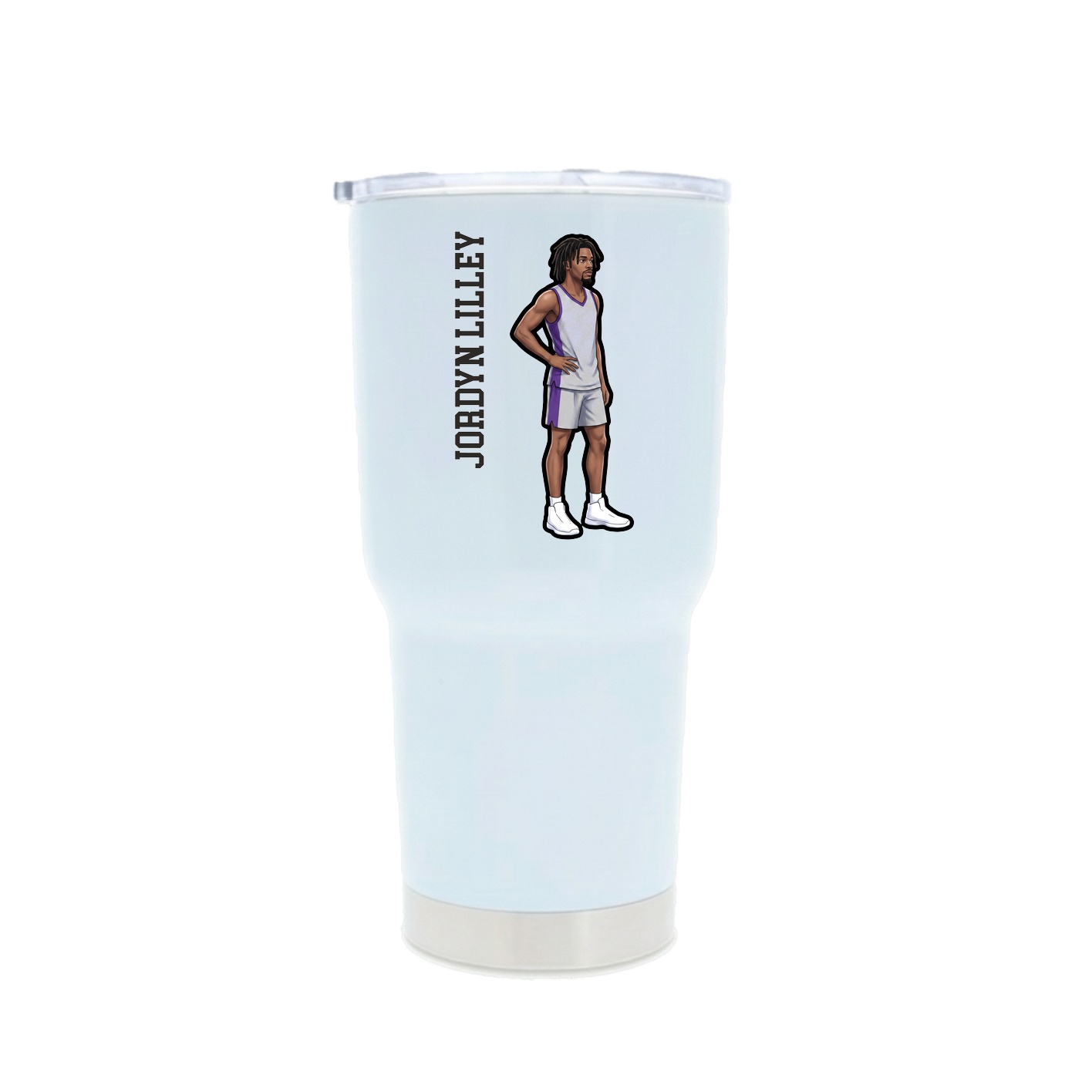 30oz Stainless Steel Tumbler — Name Vertical in White