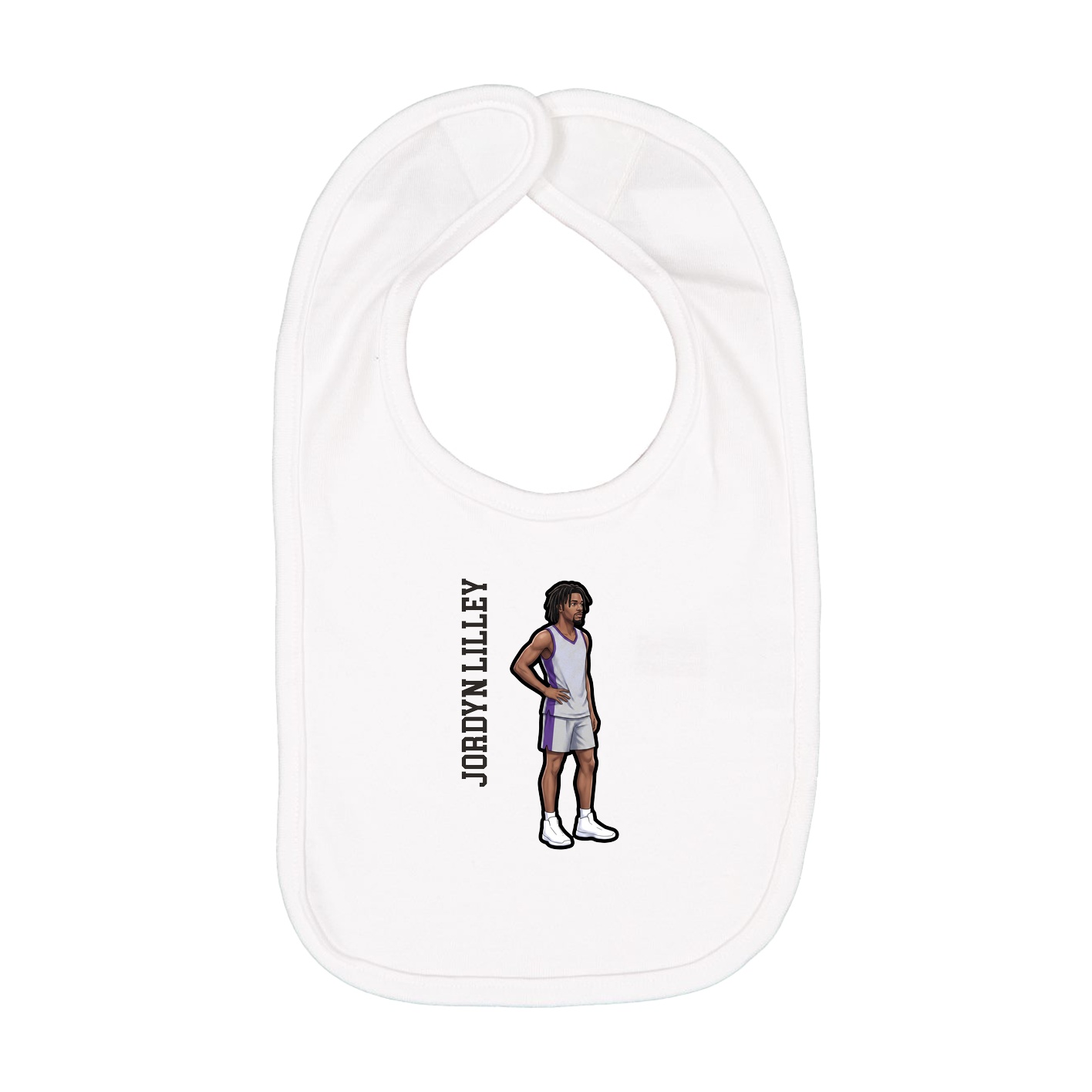 Infant Bib — Name Vertical in White