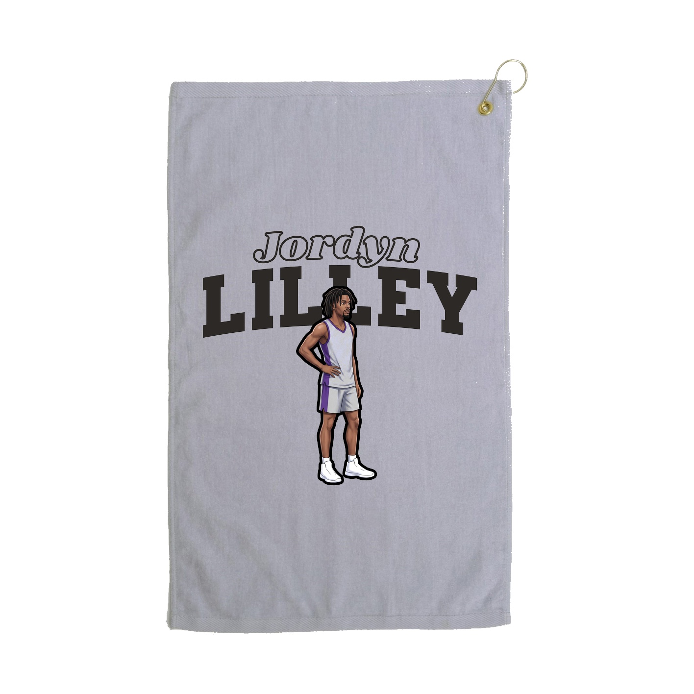 Golf Towel — Name Arch in Grey