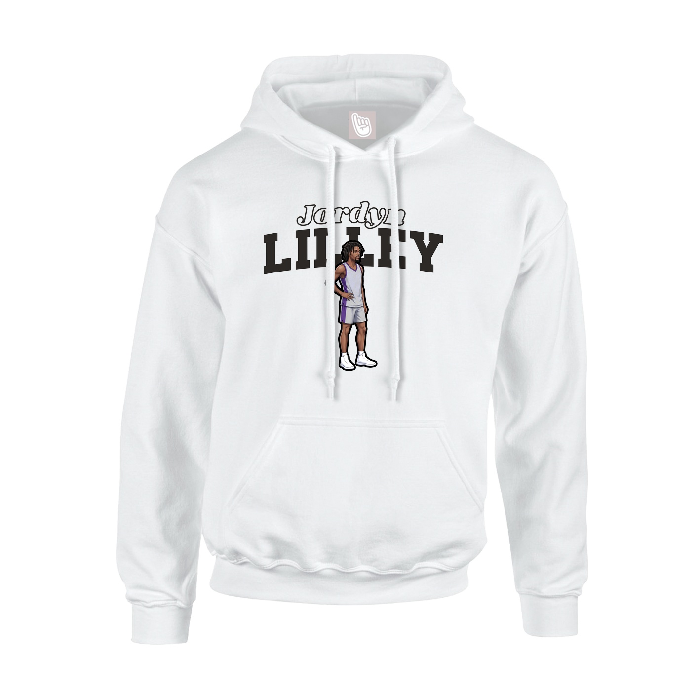 Youth Hoodie — Name Arch in White