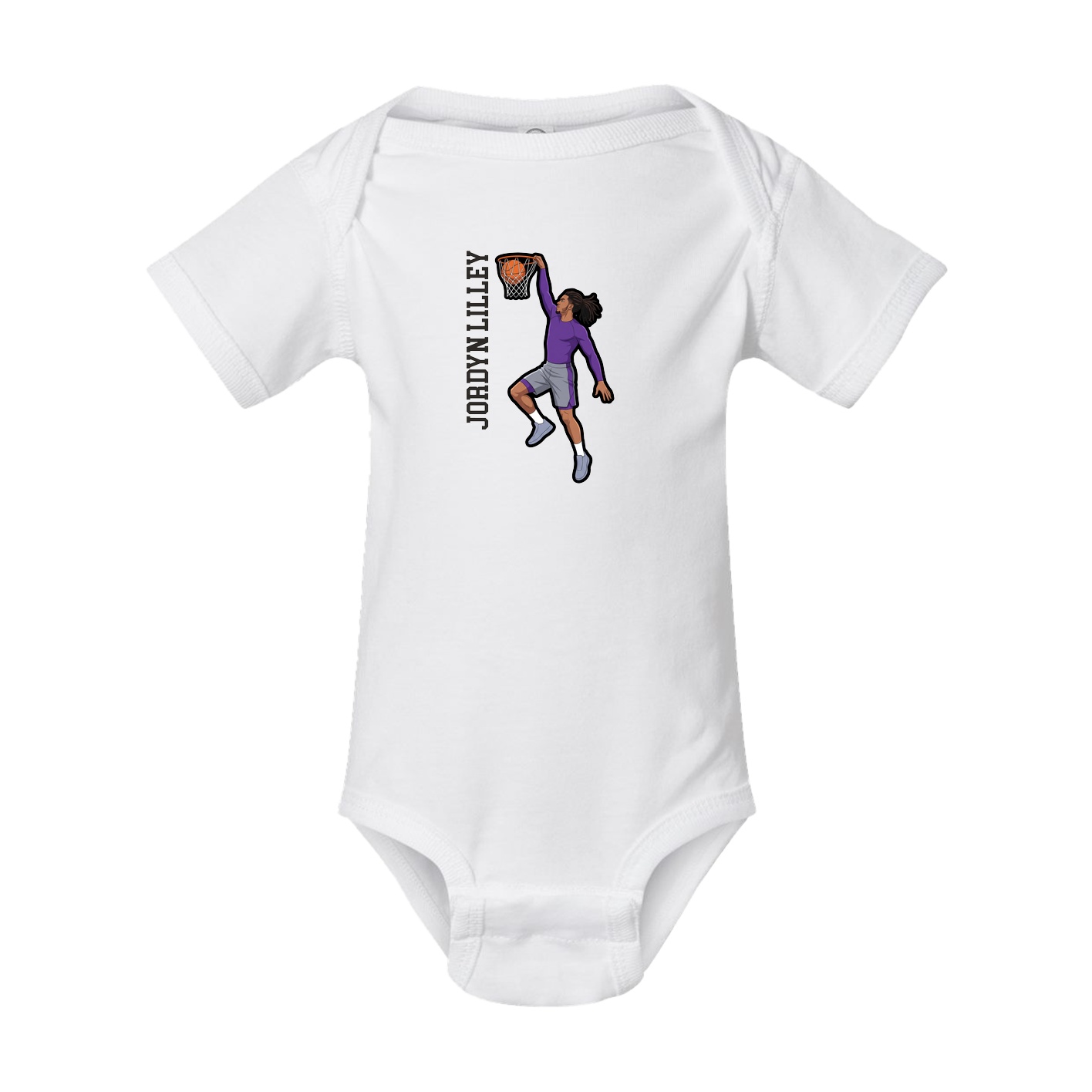 Baby Onesie — Name Vertical in White