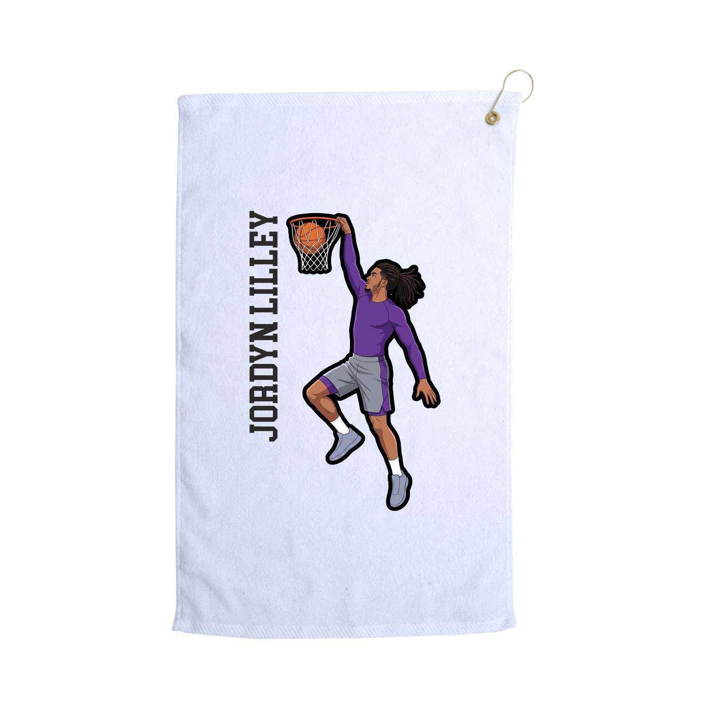 Golf Towel — Name Vertical in White