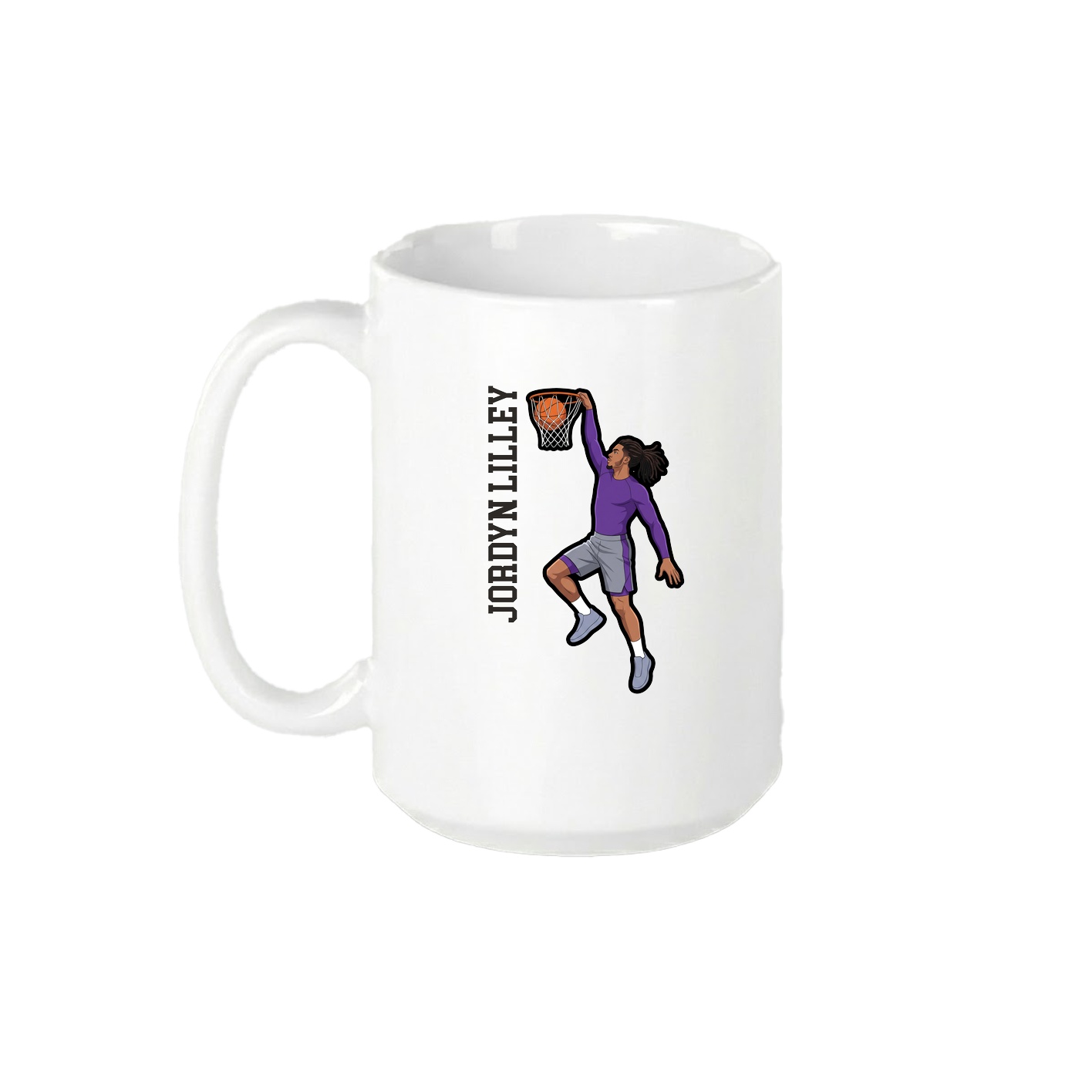 15oz Coffee Mug — Name Vertical in White