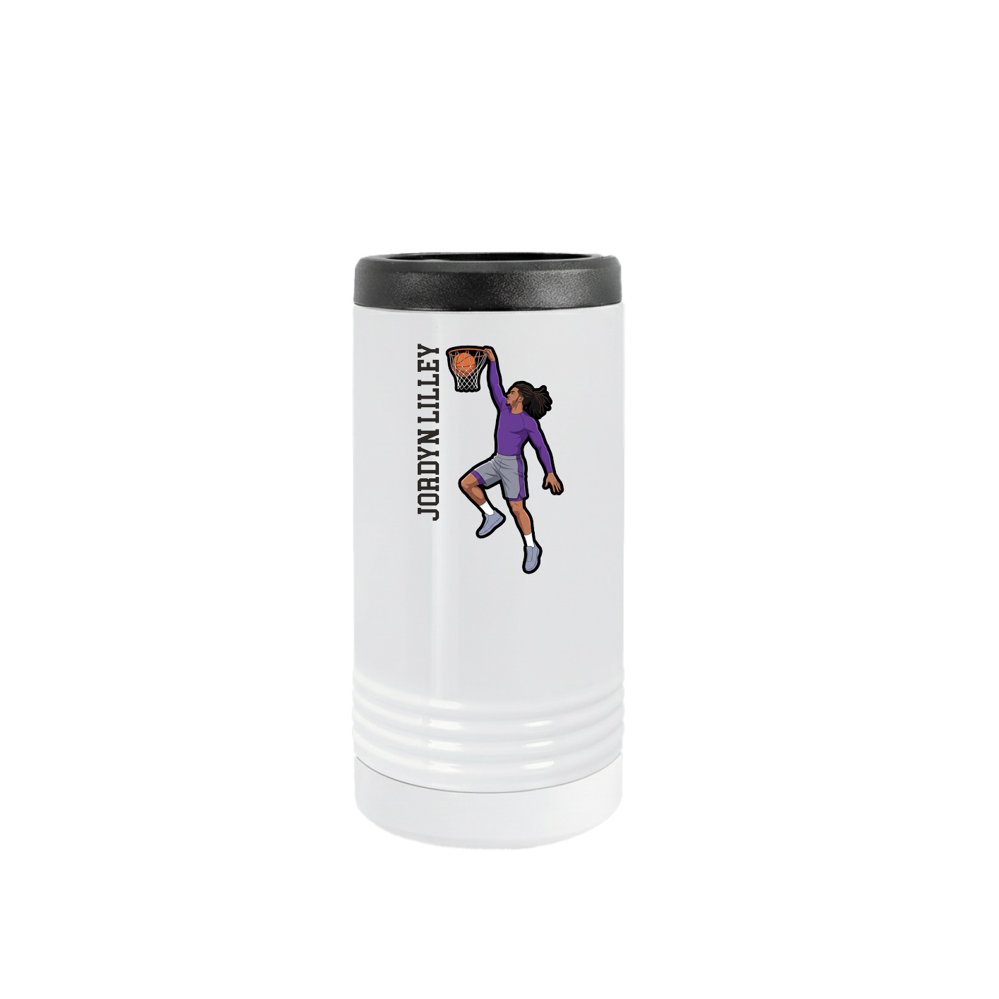 Slim Beverage Holder — Name Vertical in White