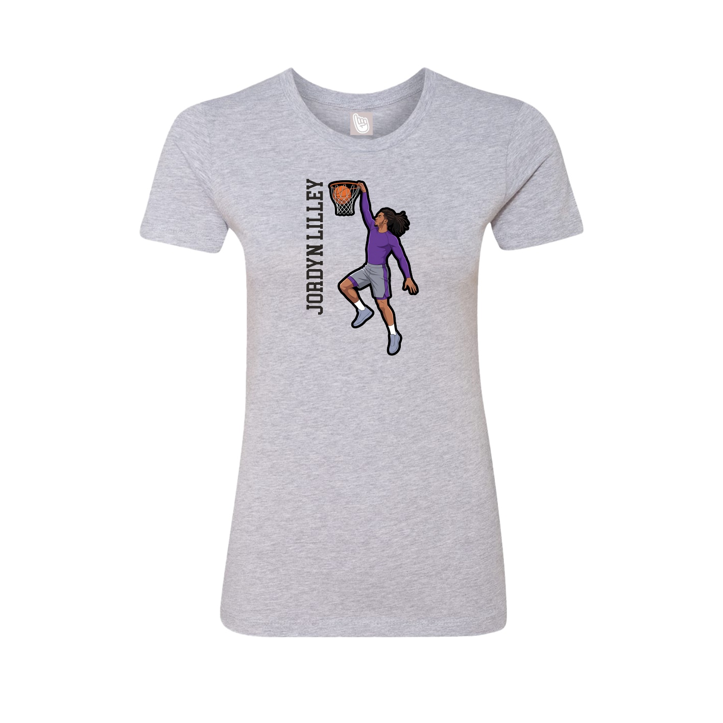 Fitted Women's Tee — Name Vertical in Grey