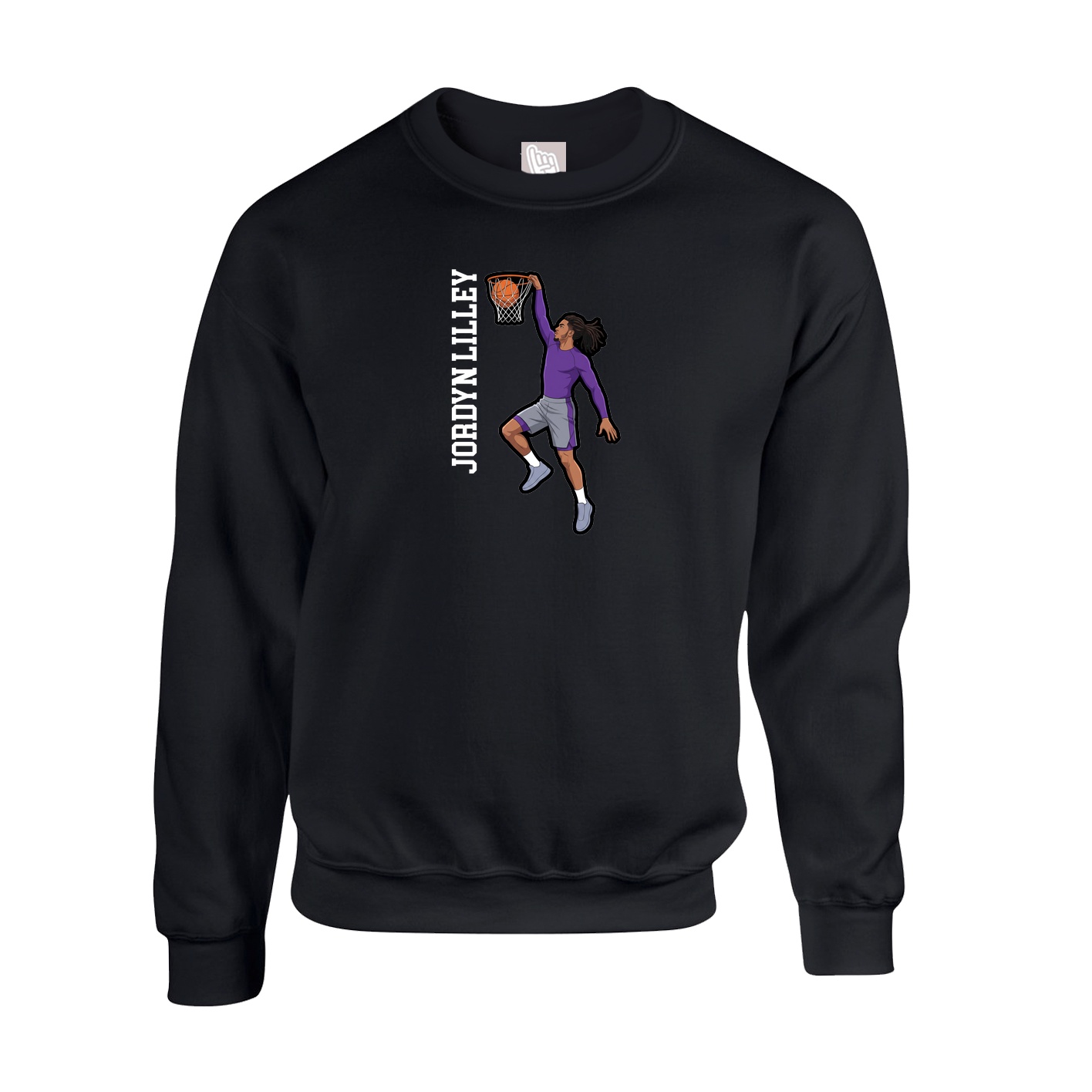 Fleece Crew — Name Vertical in Black