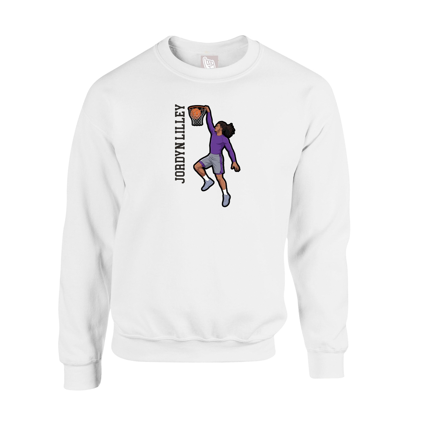 Fleece Crew — Name Vertical in White