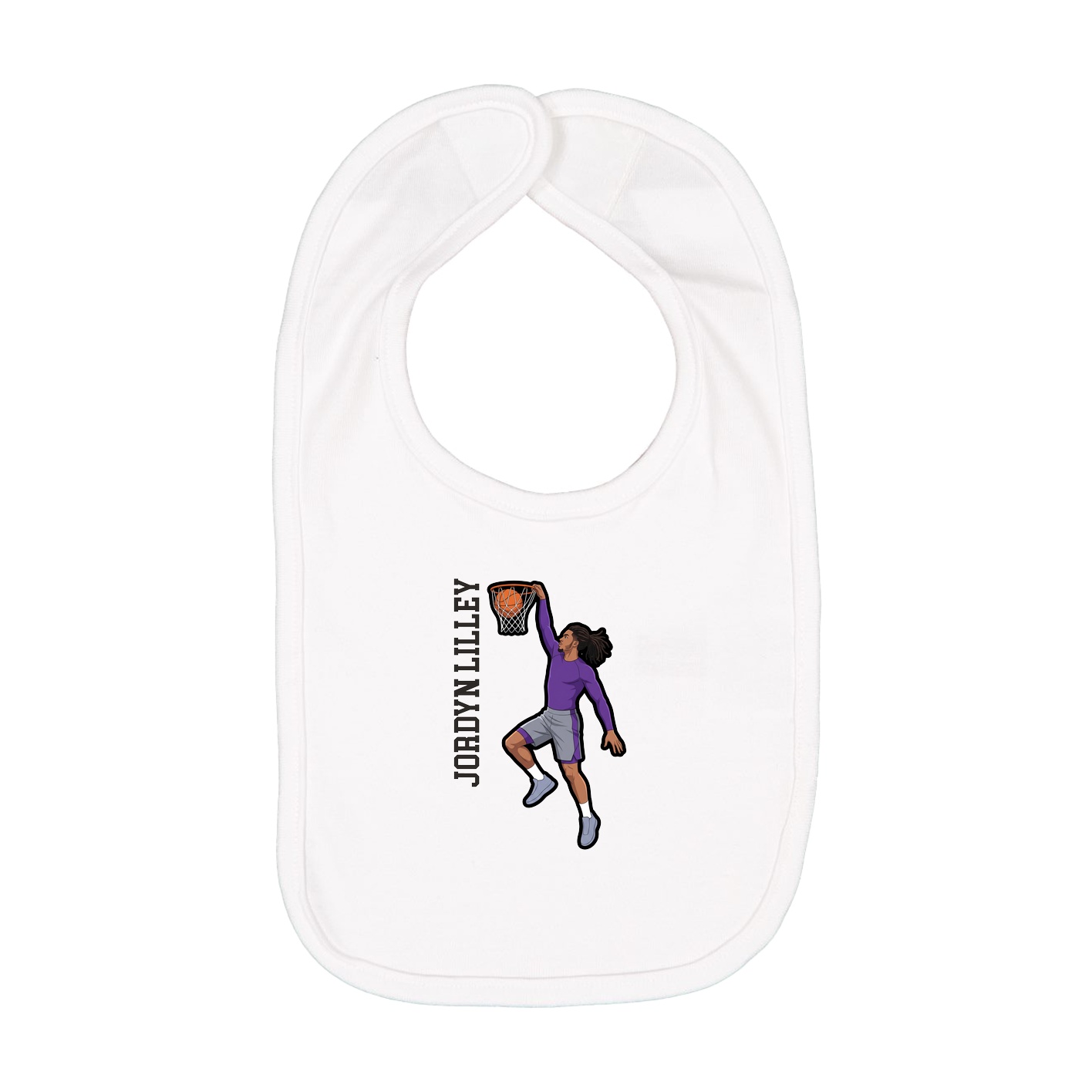 Infant Bib — Name Vertical in White