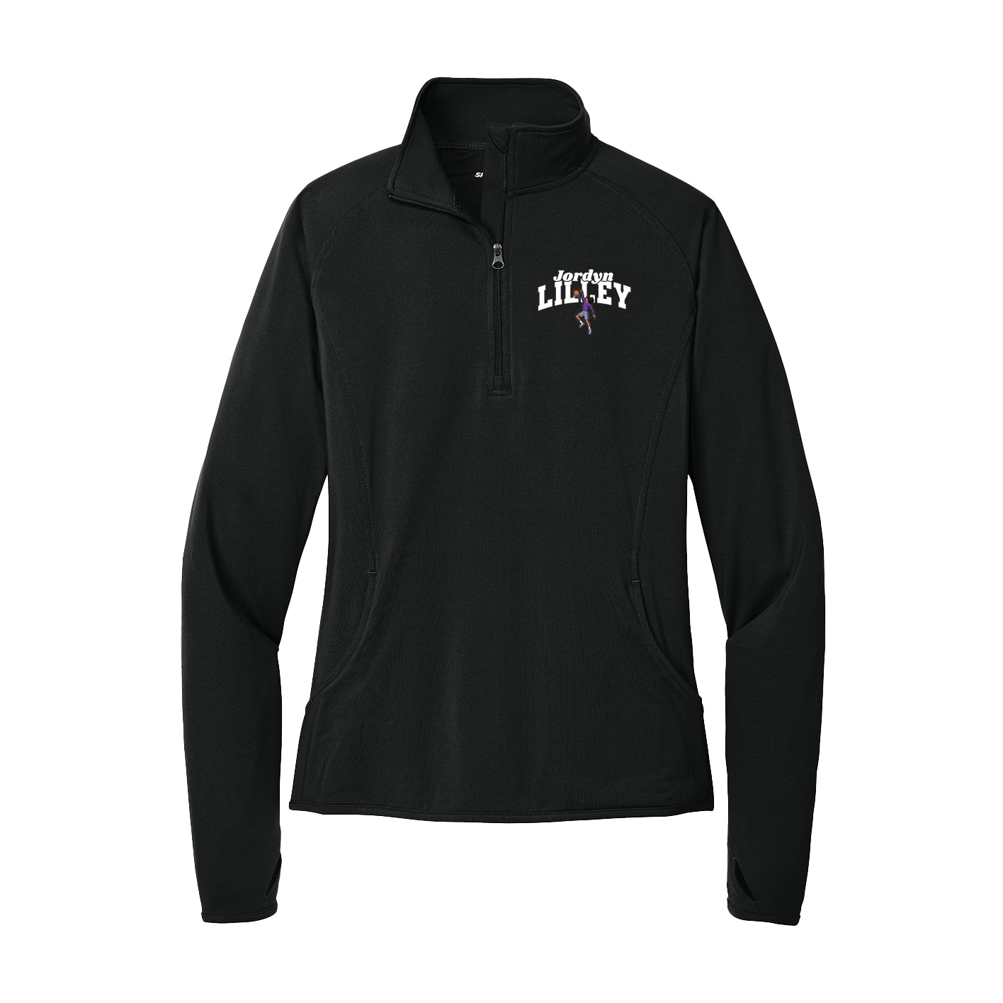 Women's Q-Zip Pullover — Signature Arch in Black
