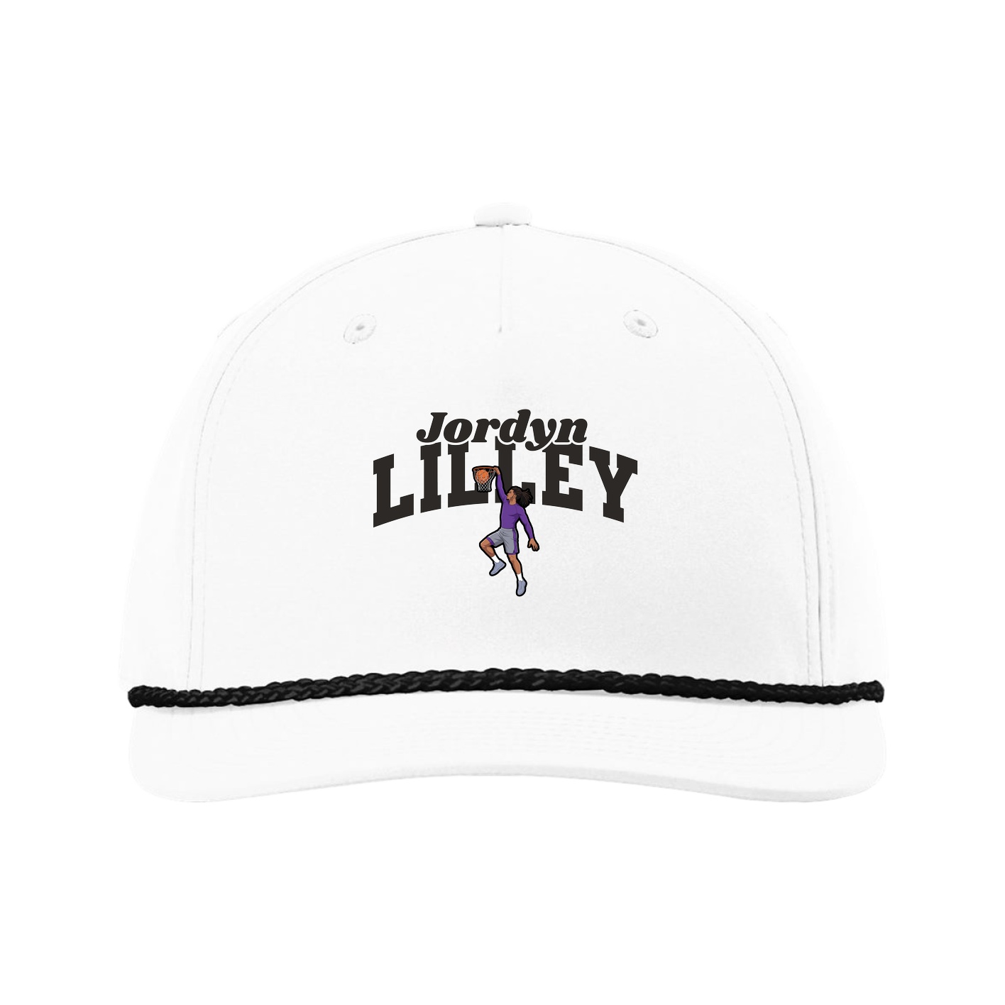 Five-Panel Classic Rope Cap — Signature Arch in White