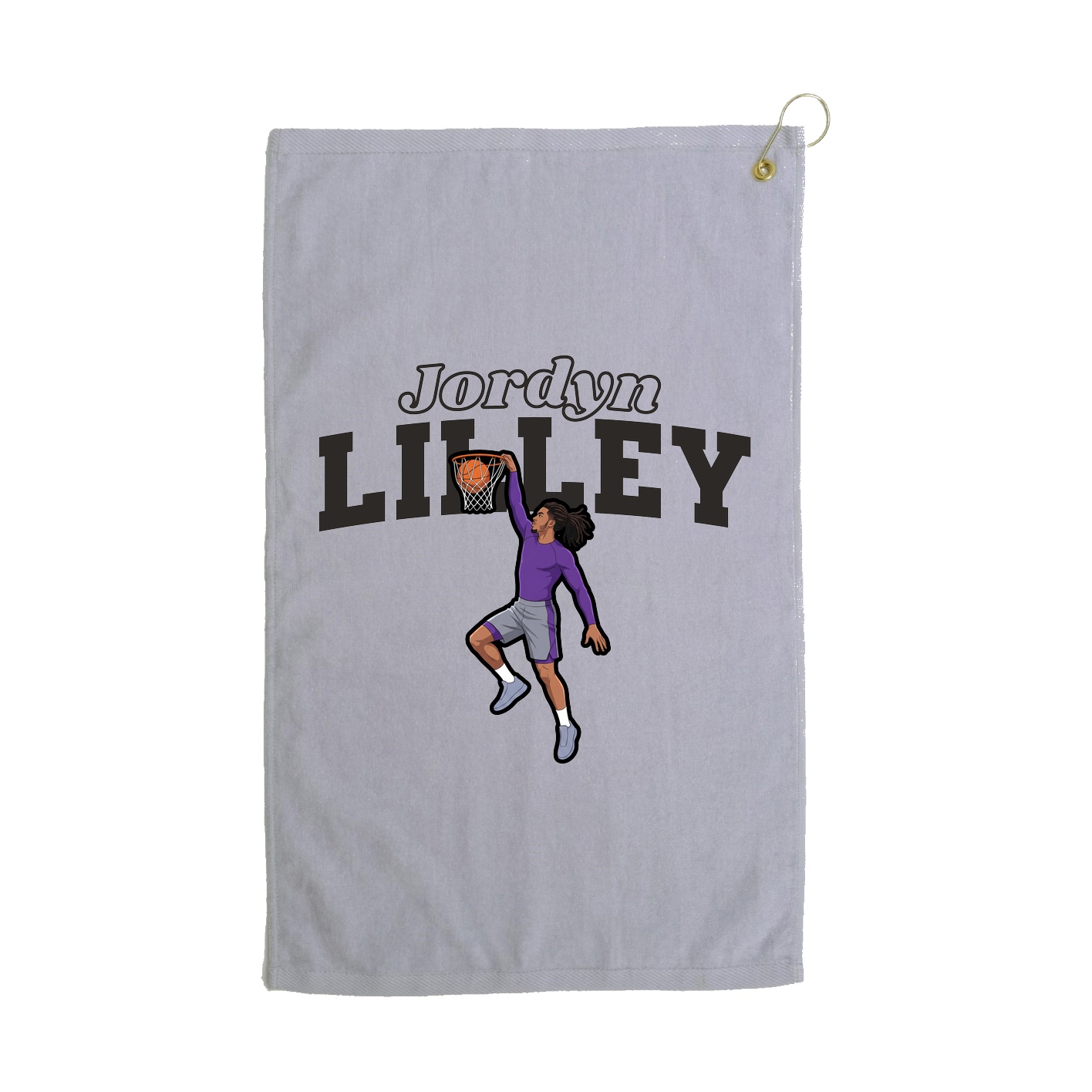 Golf Towel — Name Arch in Grey