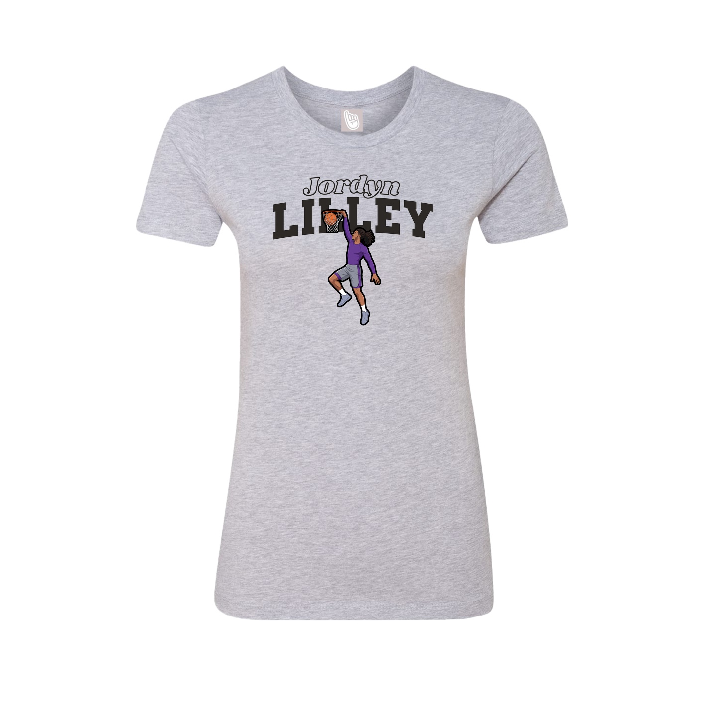 Womens Tee — Name Arch in Grey