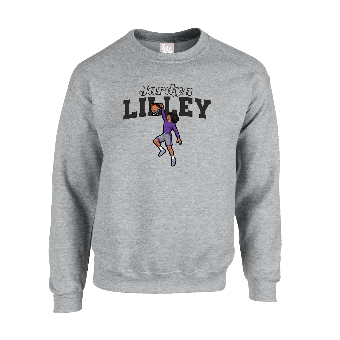 Fleece Crew — Name Arch in Grey