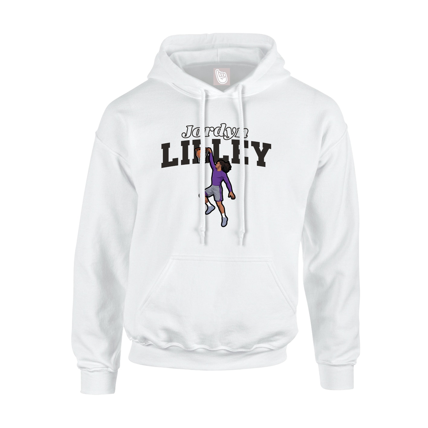 Youth Hoodie — Name Arch in White