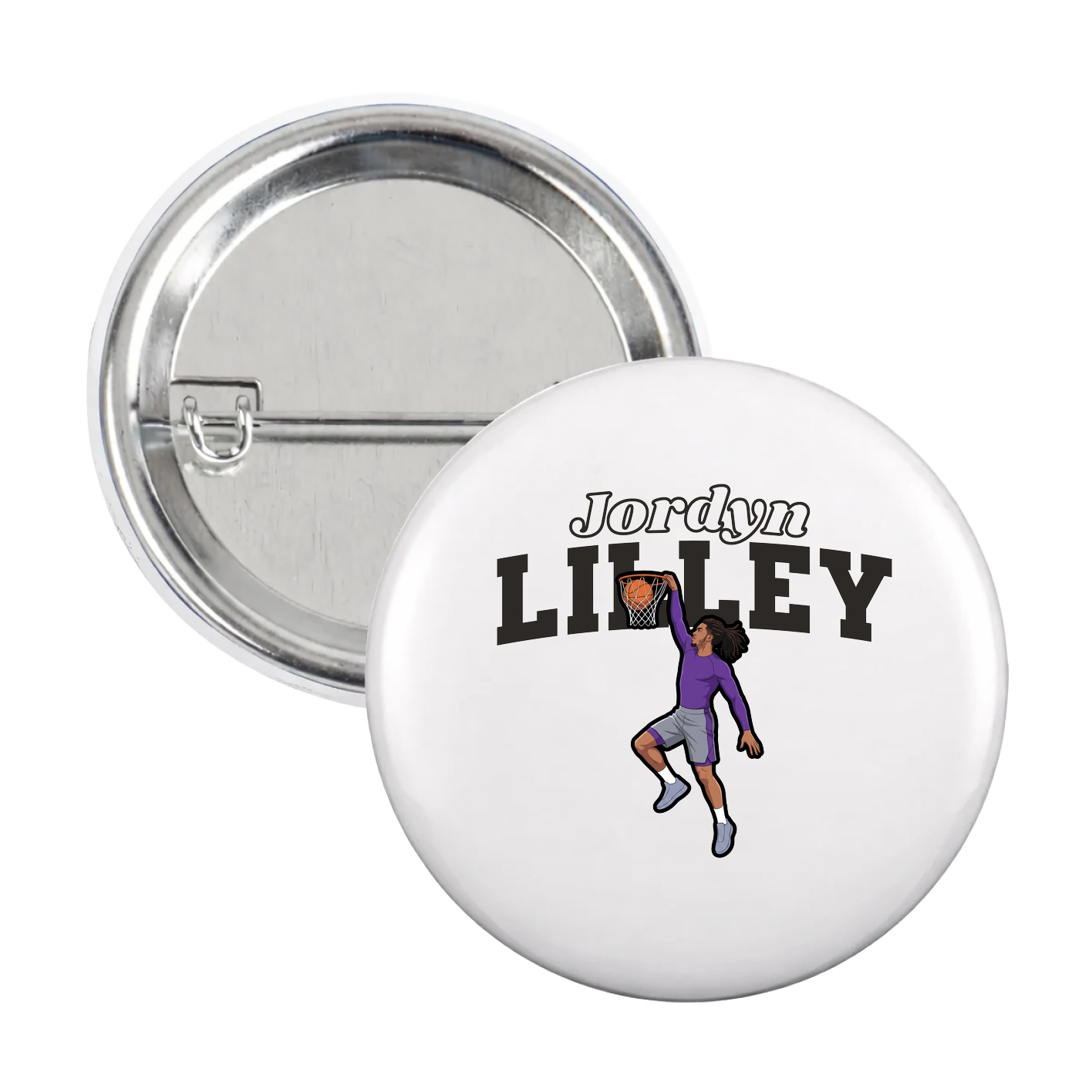 Game Day Button — Name Arch in White