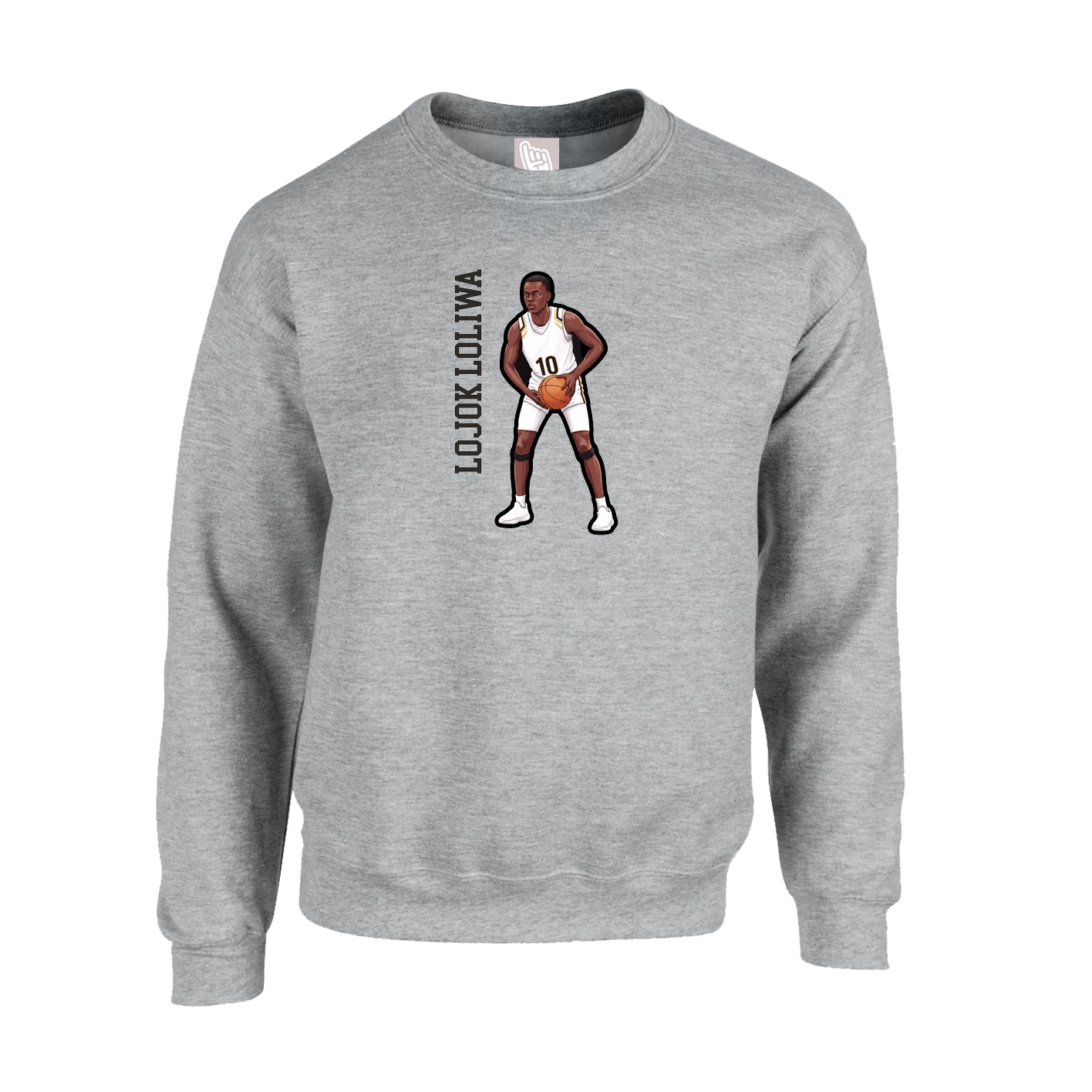 Fleece Crew — Name Vertical in Grey