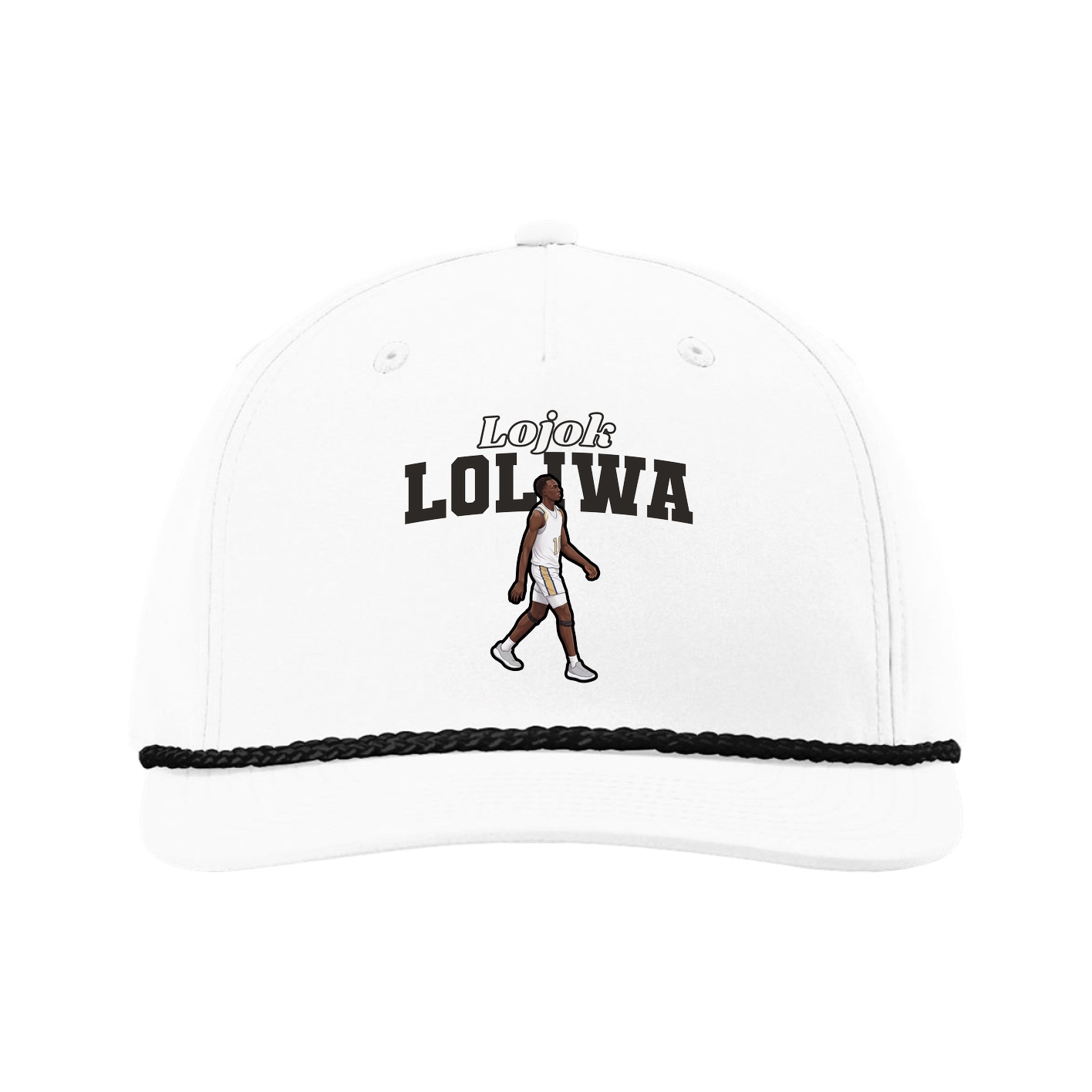Five-Panel Classic Rope Cap — Name Arch in White