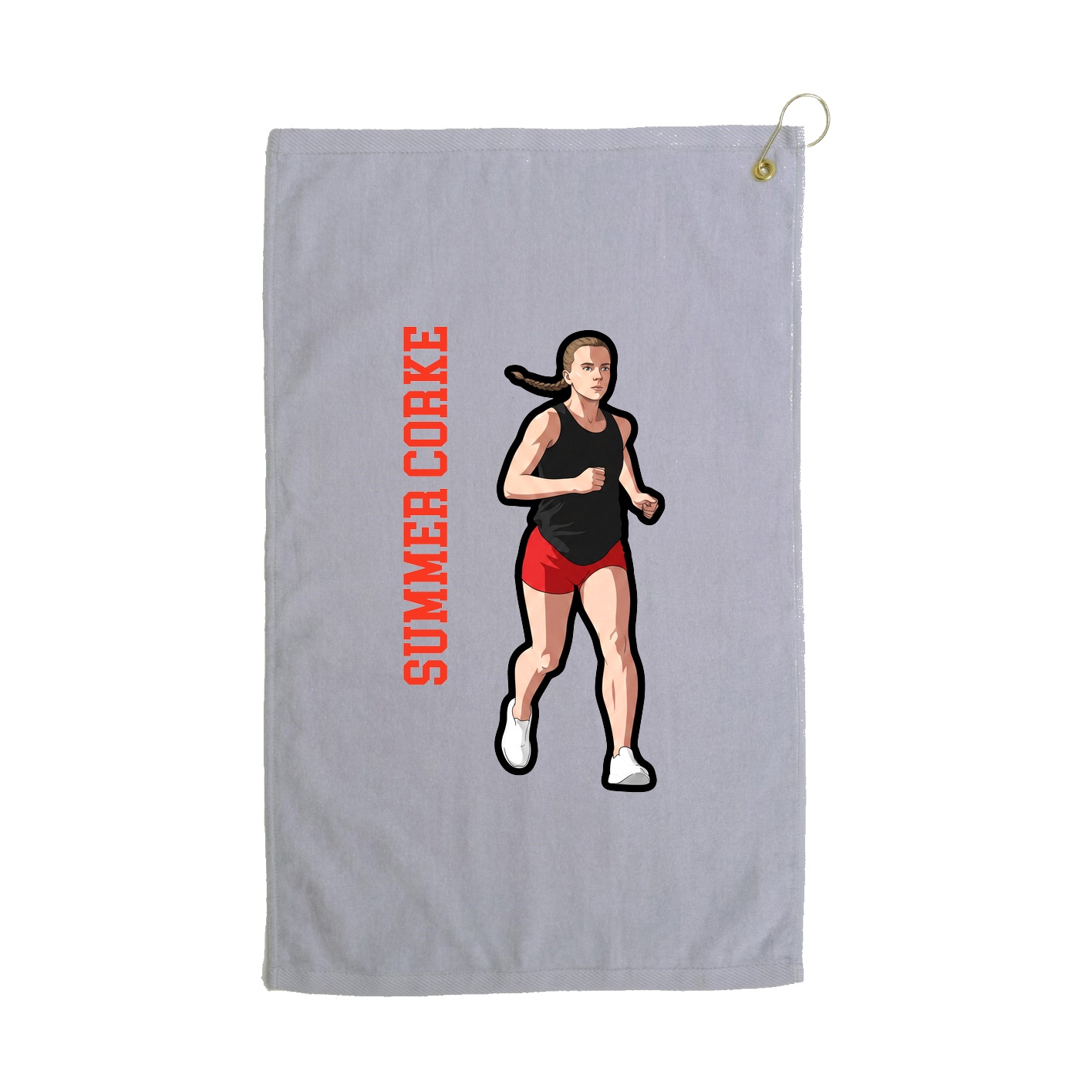 Golf Towel — Name Vertical in Grey
