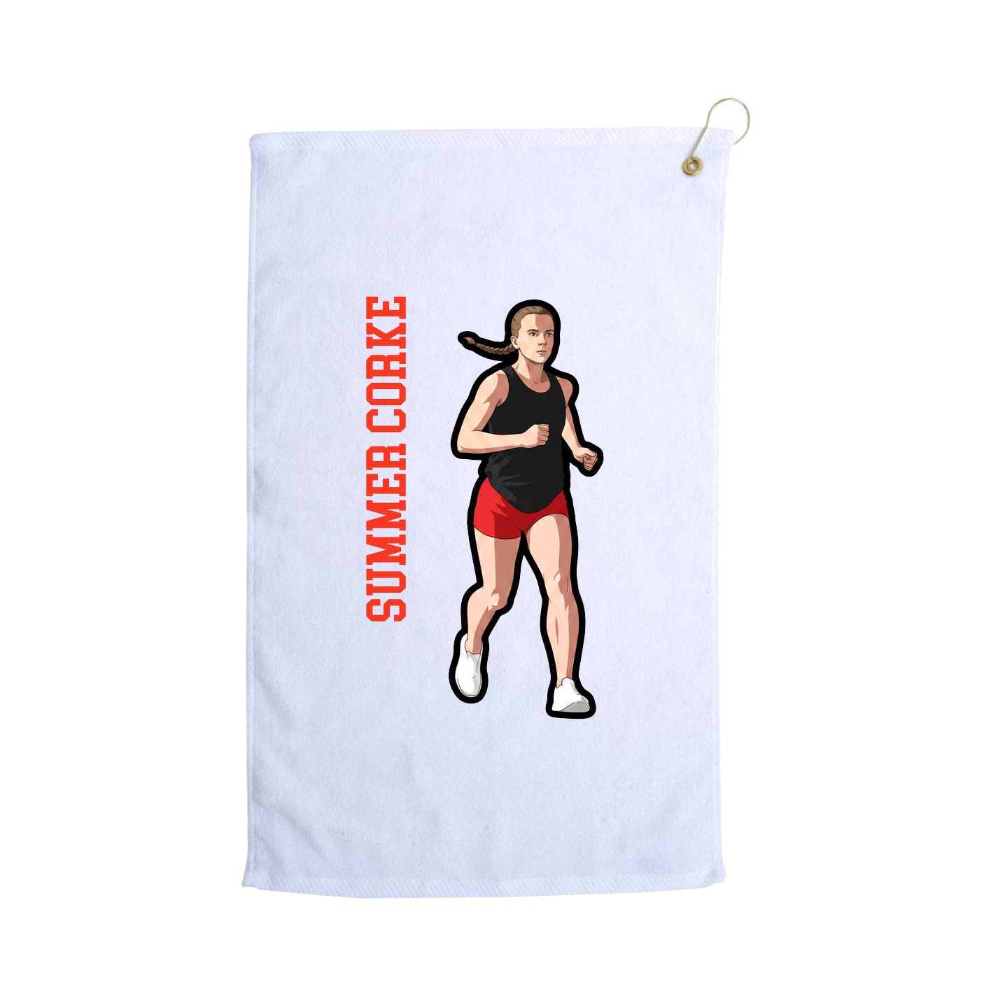 Golf Towel — Name Vertical in White