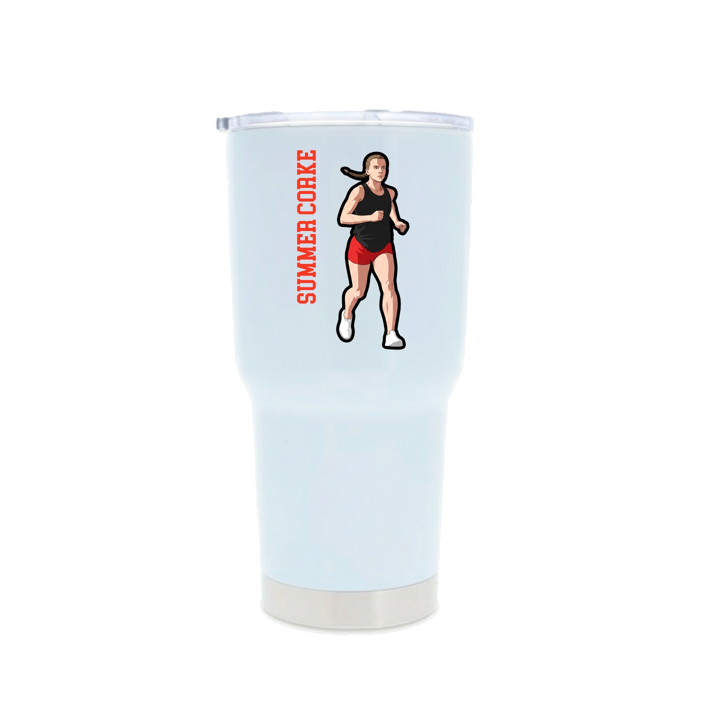 30oz Stainless Steel Tumbler — Name Vertical in White