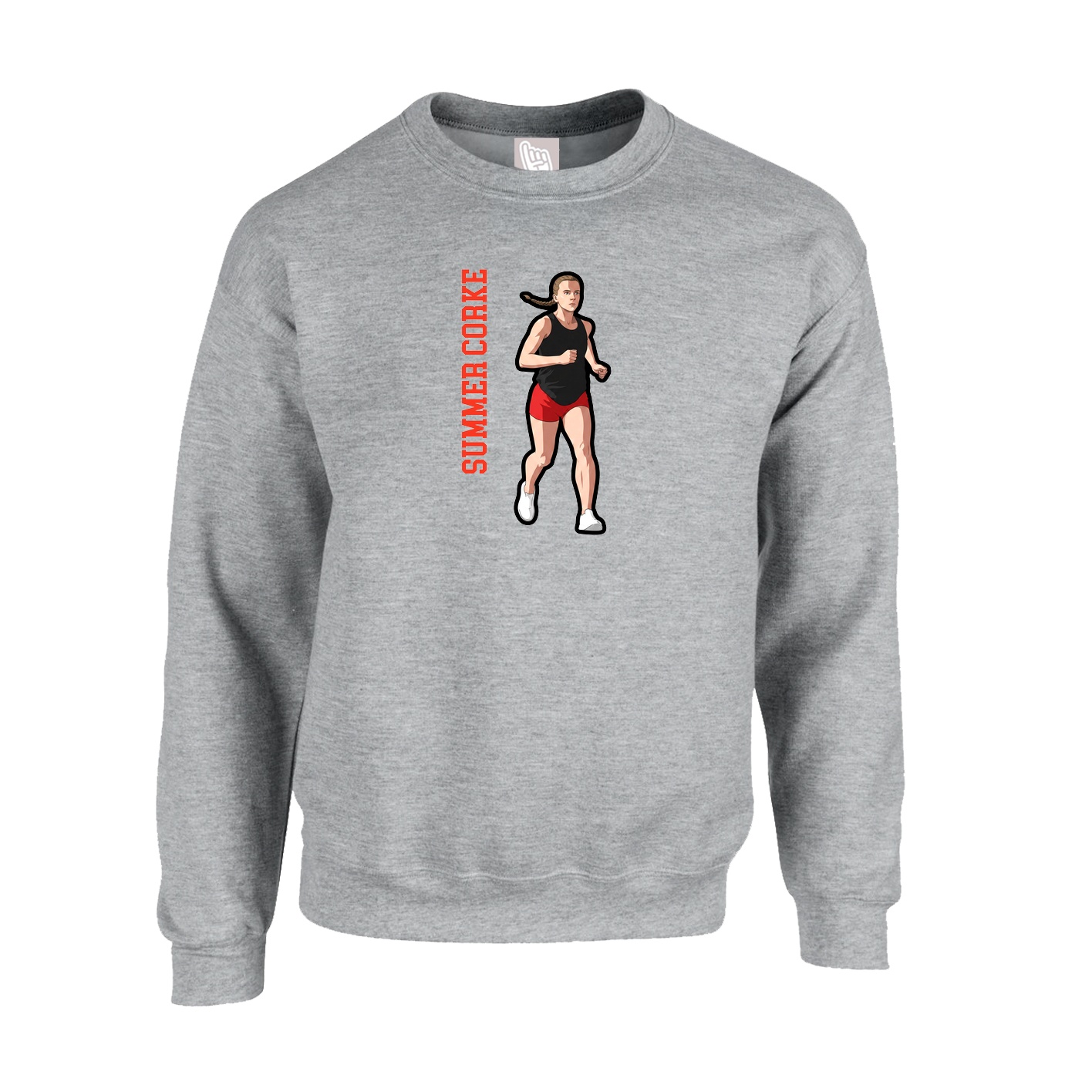 Fleece Crew — Name Vertical in Grey