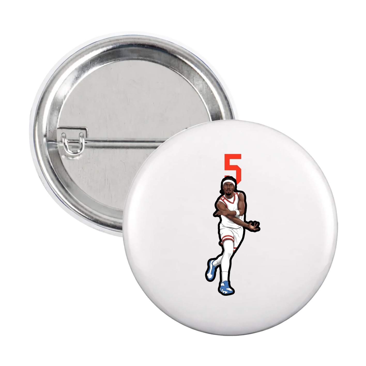 Game Day Button — Number Top in White