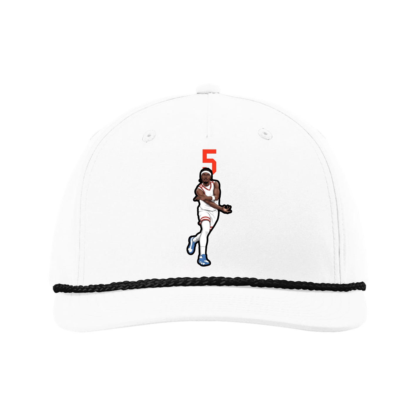 Five-Panel Classic Rope Cap — Number Top in White