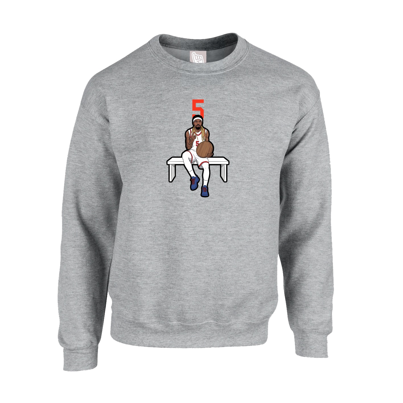 Fleece Crew — Number Top in Grey