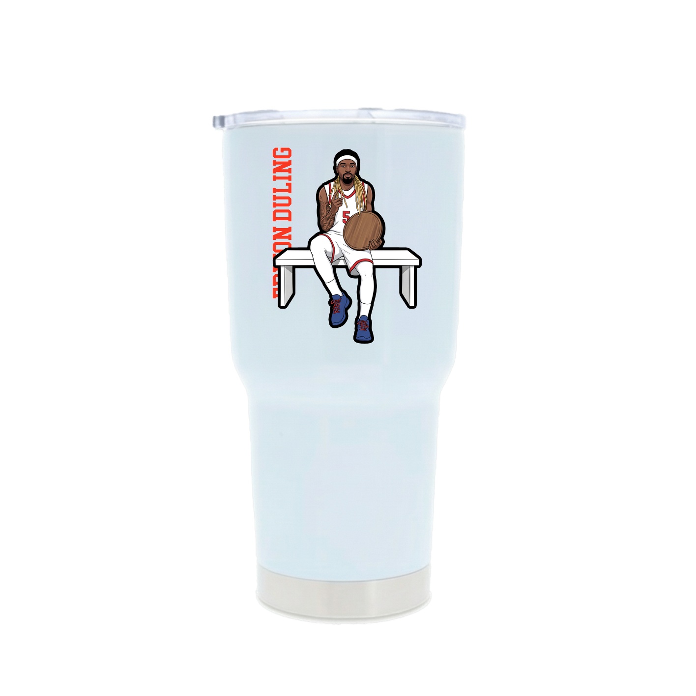 30oz Stainless Steel Tumbler — Name Vertical in White