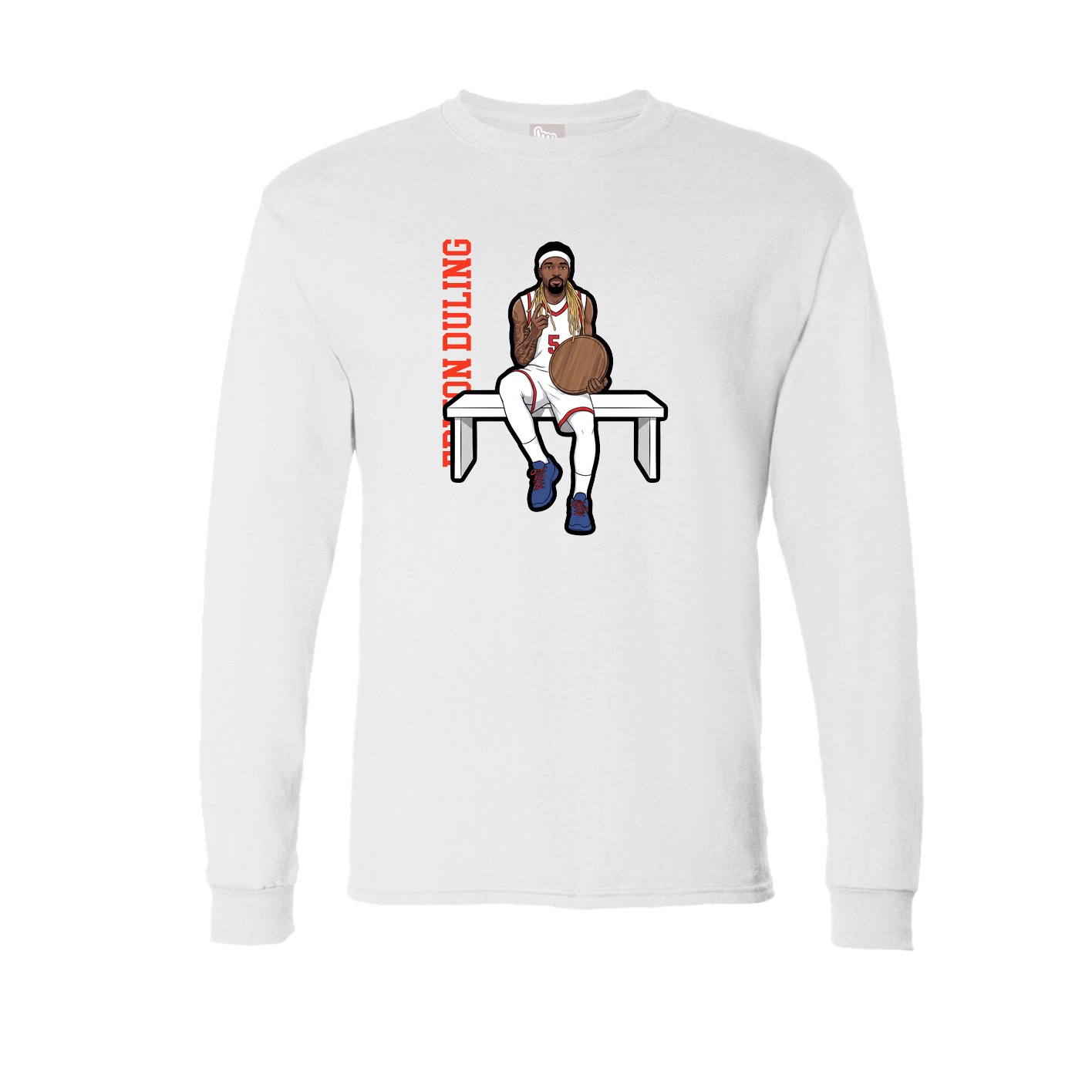 Long Sleeve Tee — Name Vertical in White