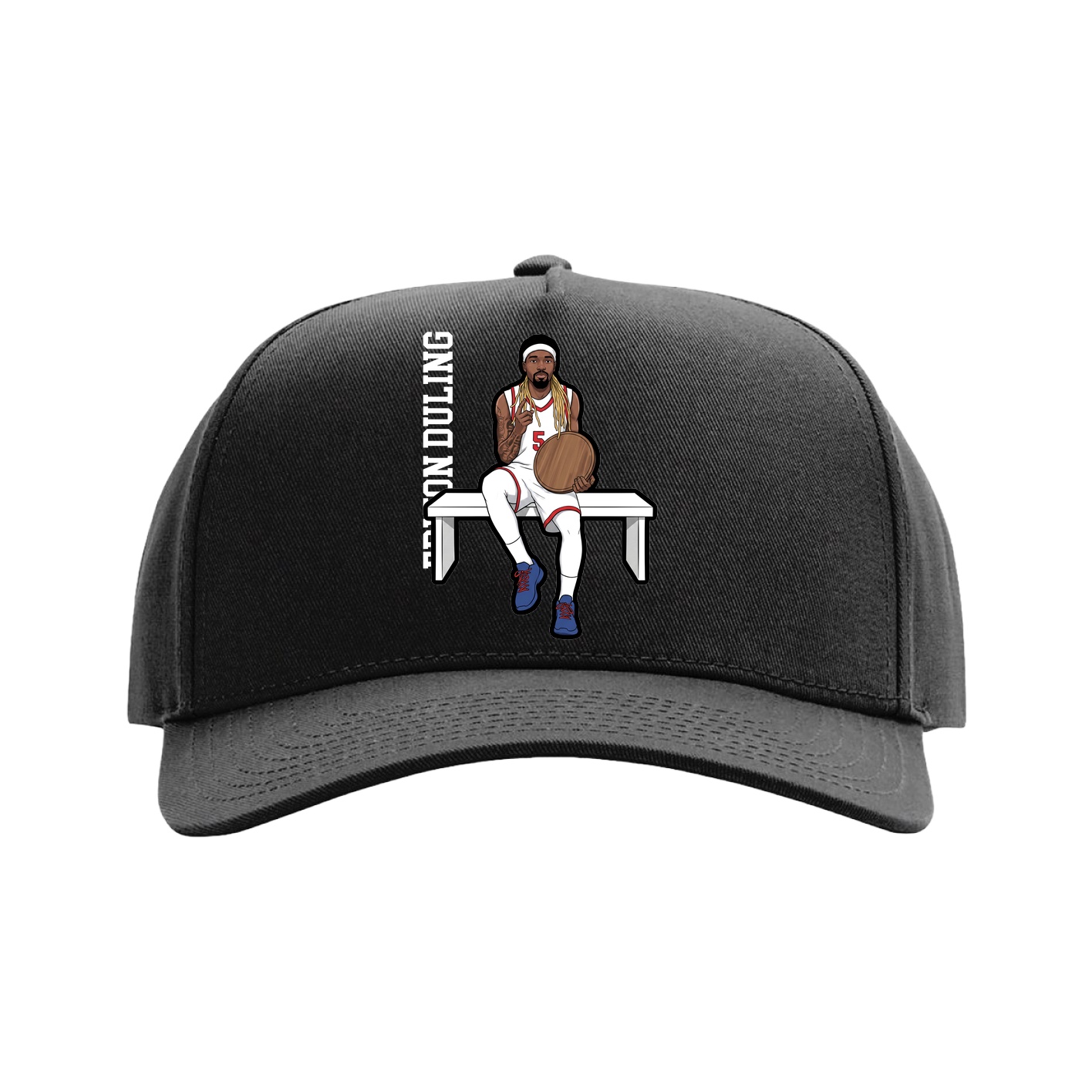 Full Fabric Five-Panel Champ Cap — Name Vertical in Black