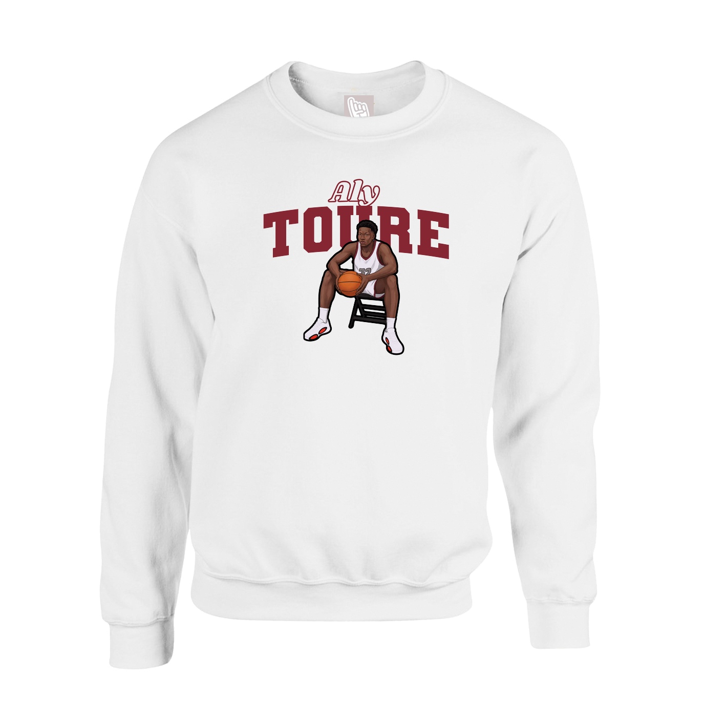 Fleece Crew — Name Arch in White