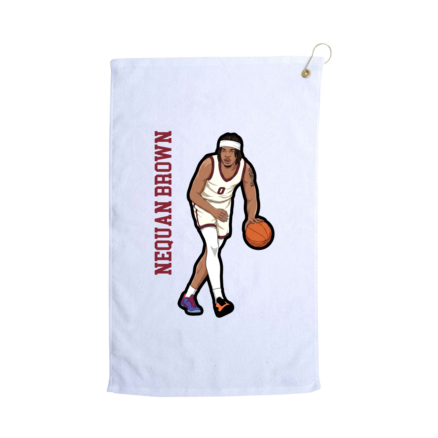 Golf Towel — Name Vertical in White