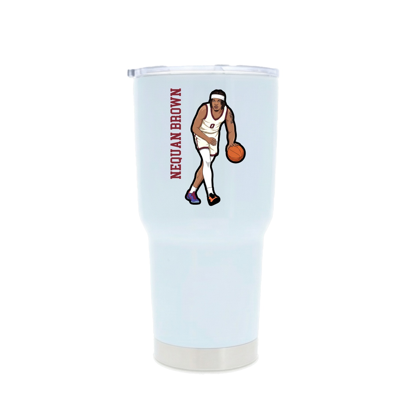 30oz Stainless Steel Tumbler — Name Vertical in White