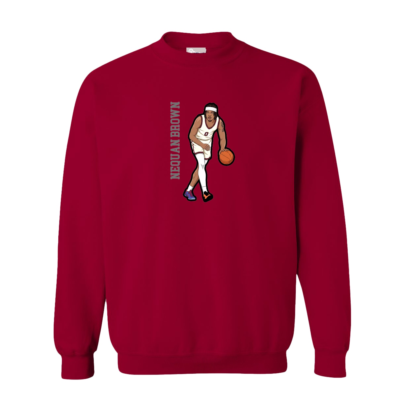 Fleece Crew — Name Vertical in Cardinal